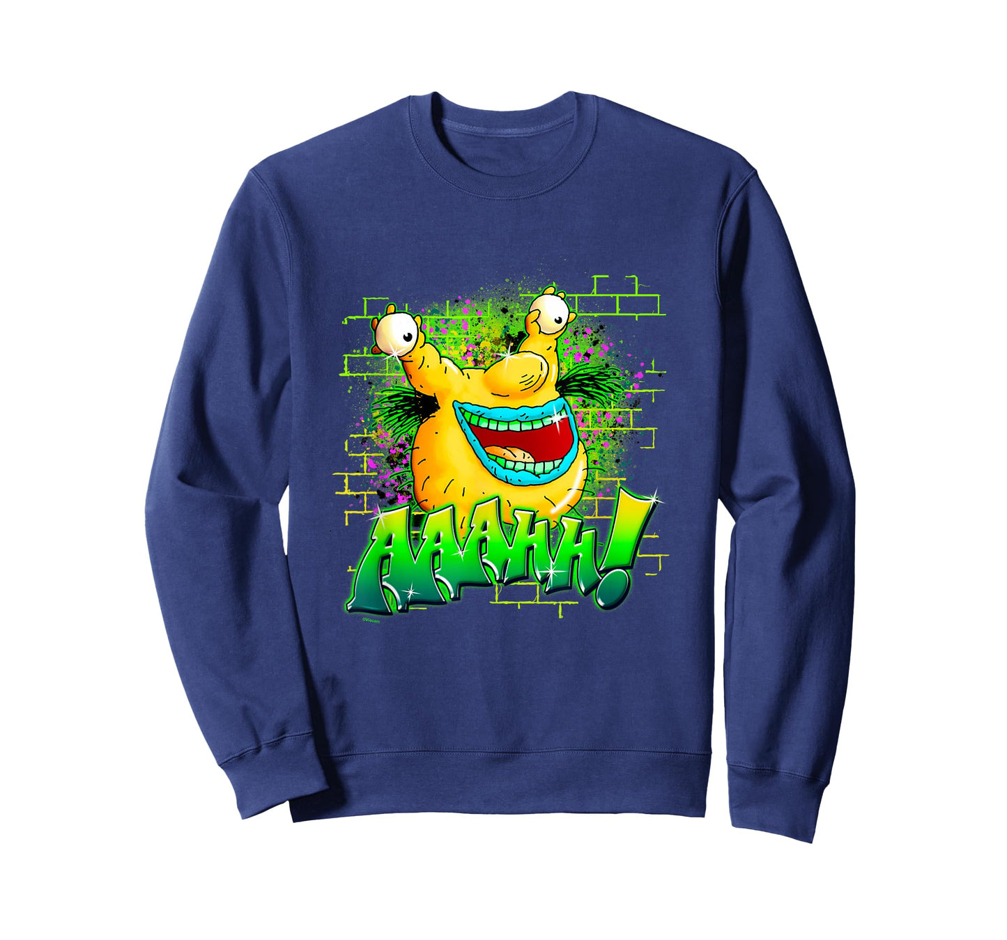 Aaahh!!! Real Monsters Krumm Neon Brick Wall Vintage Badge T-Shirt