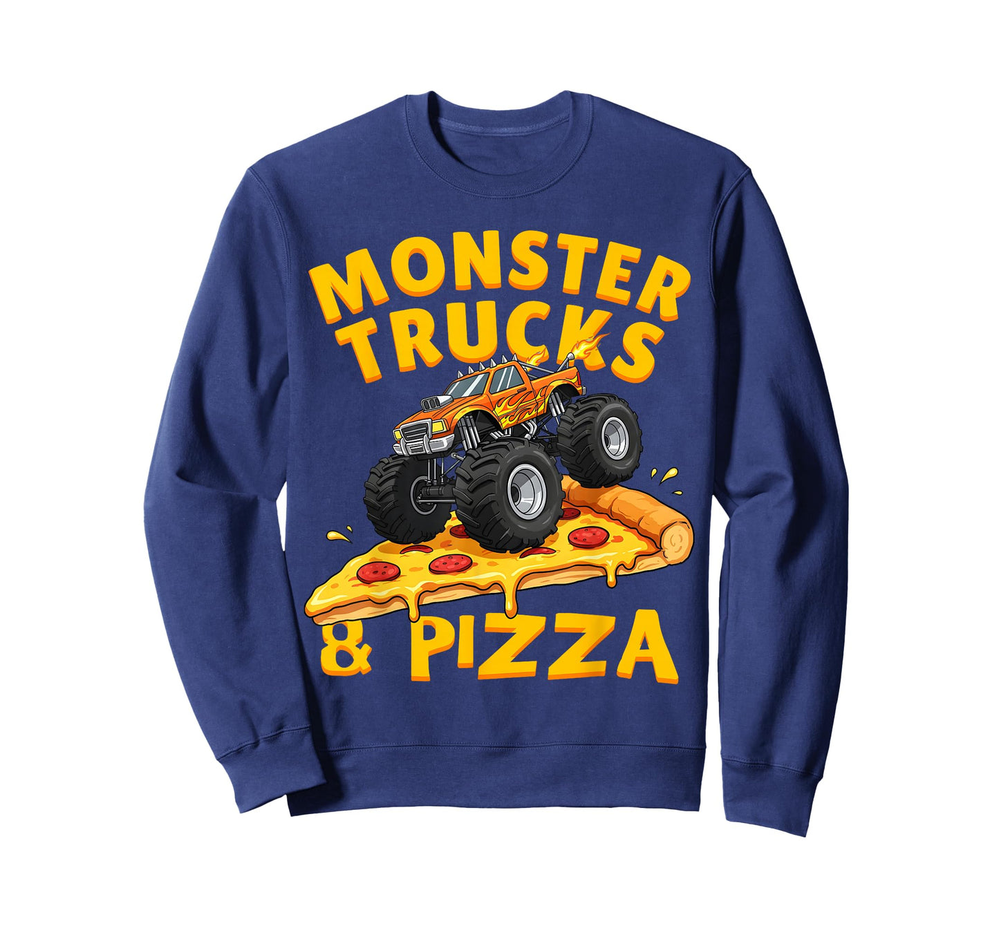 Monster Trucks and Pizza Funny Monster Truck Kids Adults T-Shirt