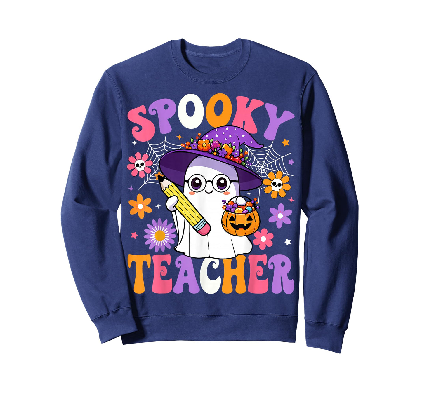 Trick Or Teach Spooky Teacher Ghost Funny Halloween Teacher T-Shirt