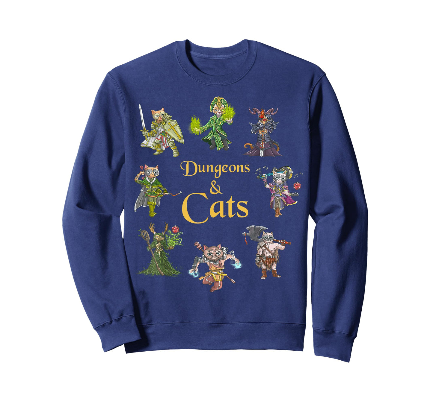 Dungeons And Cats Funny Cute Tabletop Gaming Geek Roleplay T-Shirt