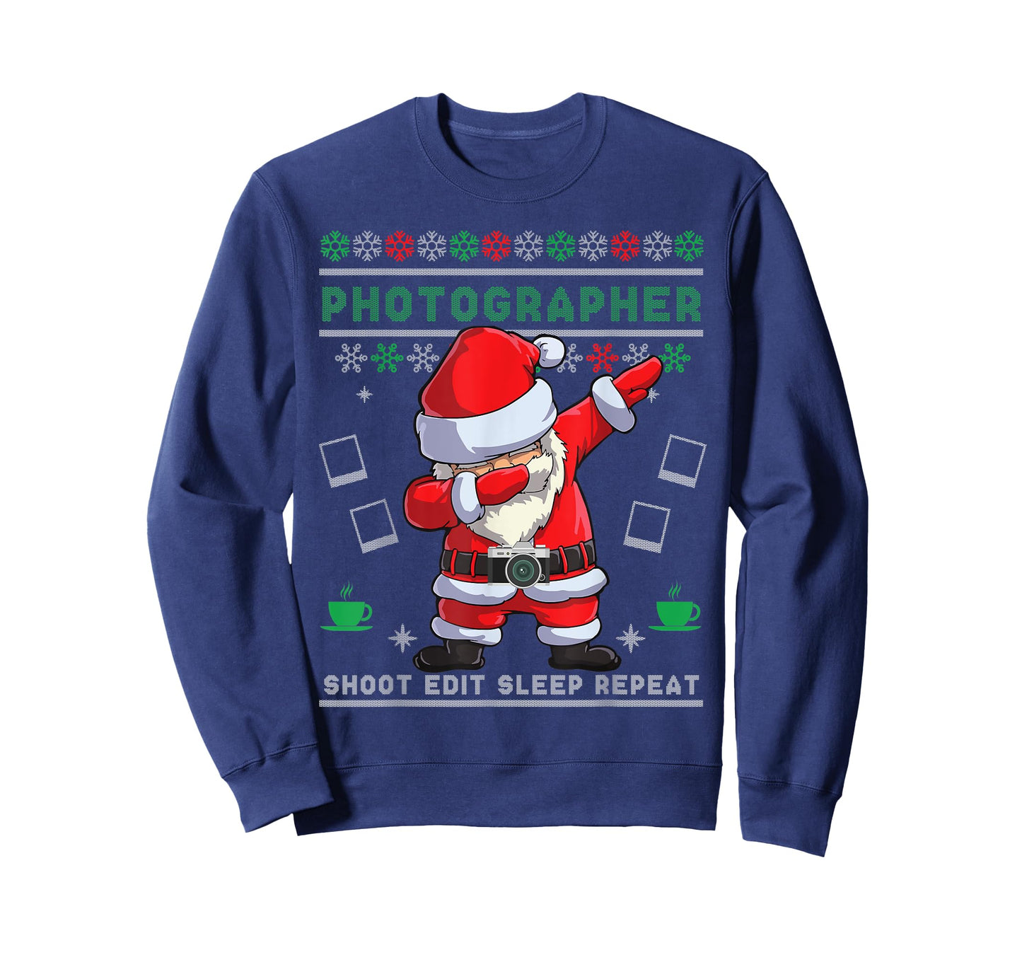 Dabbing Santa Photographer Christmas Ugly Sweater Camera T-Shirt