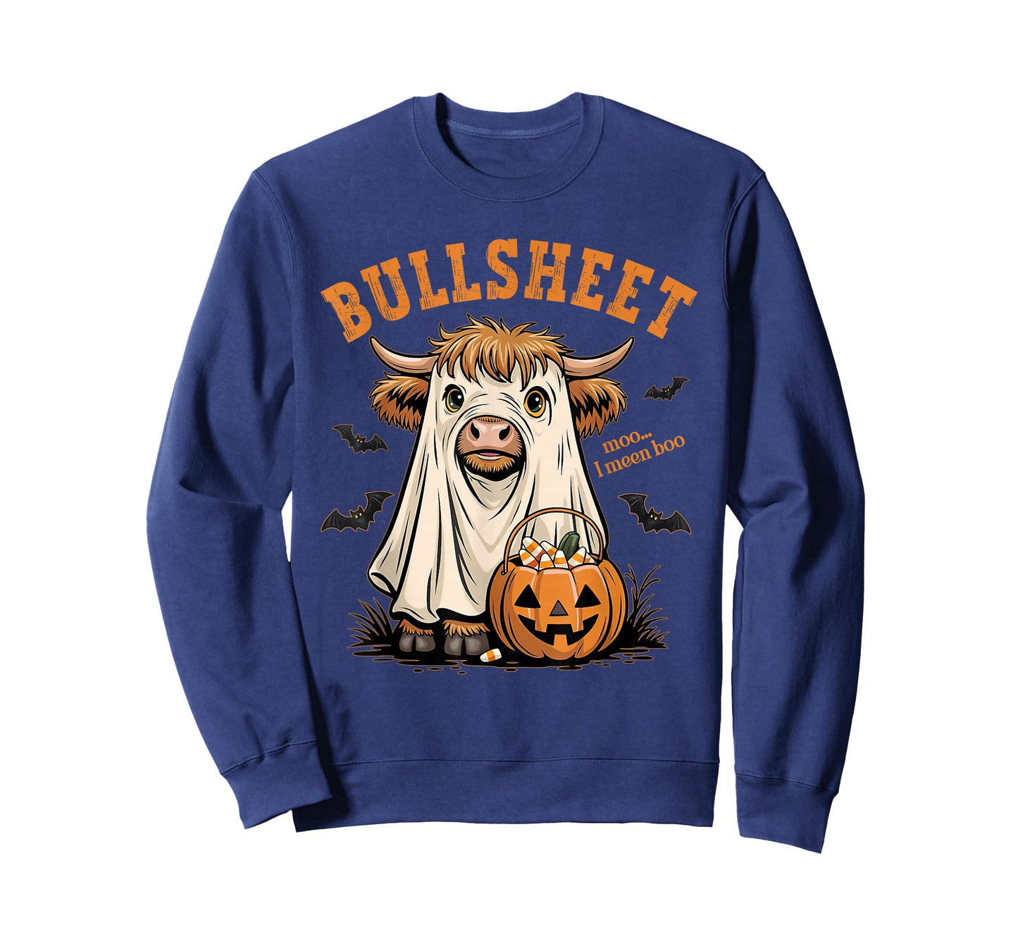 Moo... I Mean Boo Bullsheet Highland Cow Ghost Halloween T-Shirt