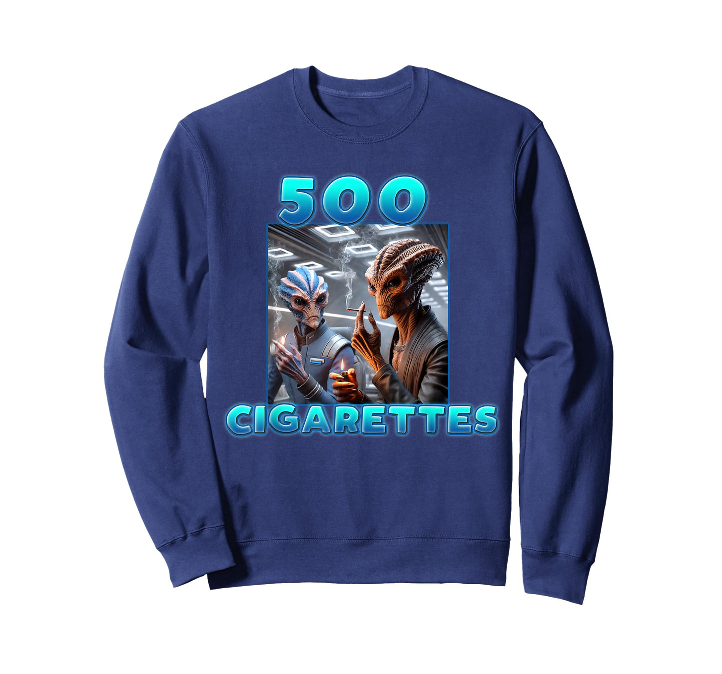 500 Cigarettes Aliens Smoking Funny Meme T-Shirt