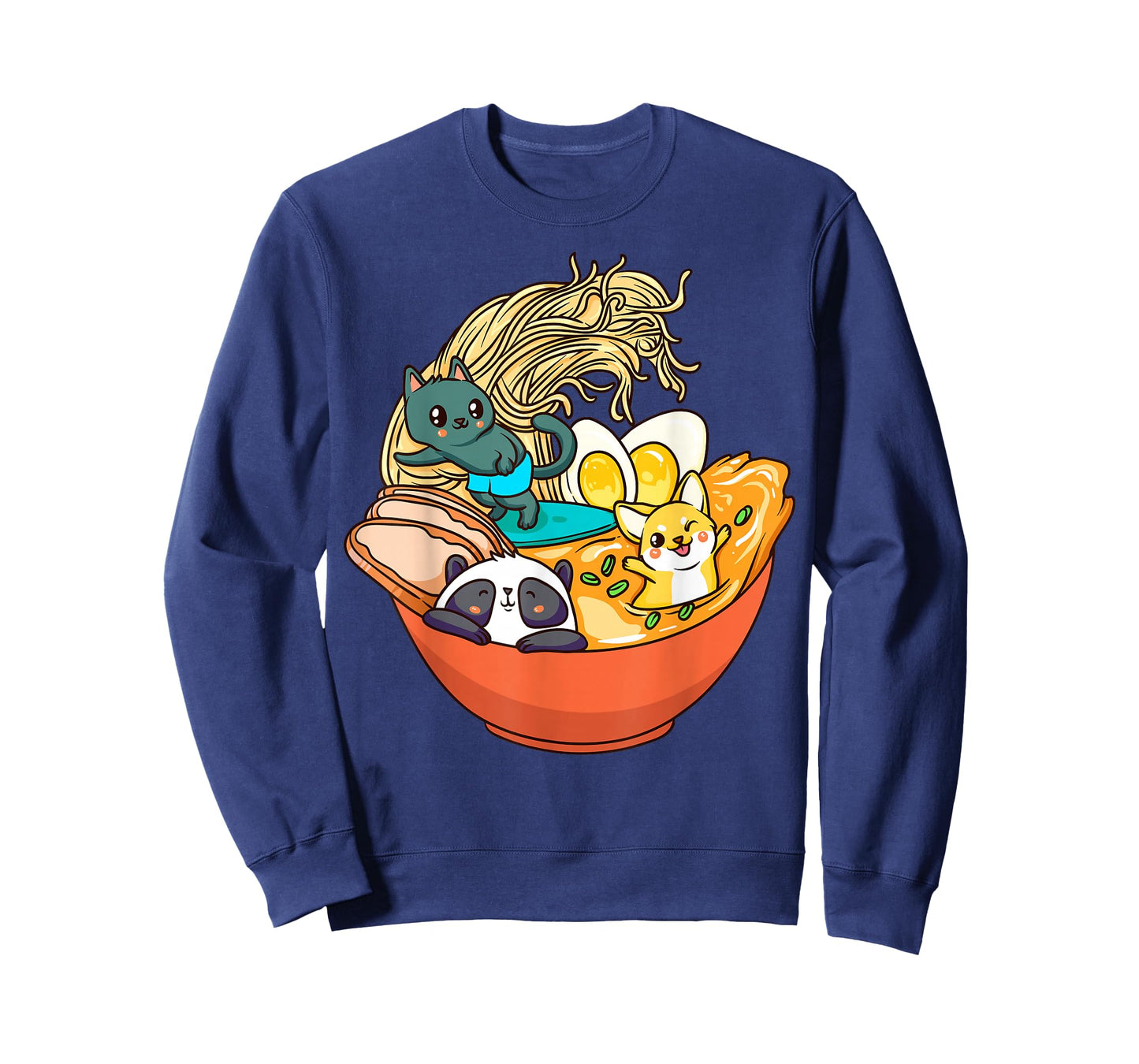 Cute Kawaii Cat Ramen Bowl Japanese Anime Panda Dog Noodle T-Shirt