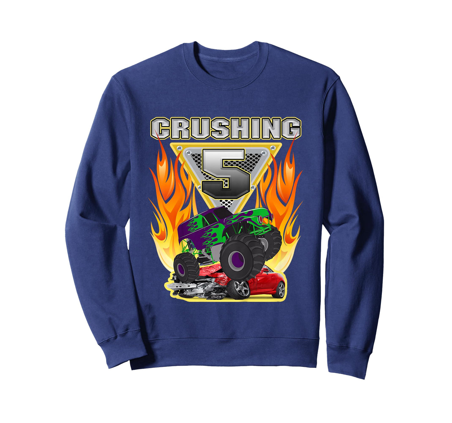 Monster Truck Crushing being 5 Five Years Old 5th Birthday T-Shirt