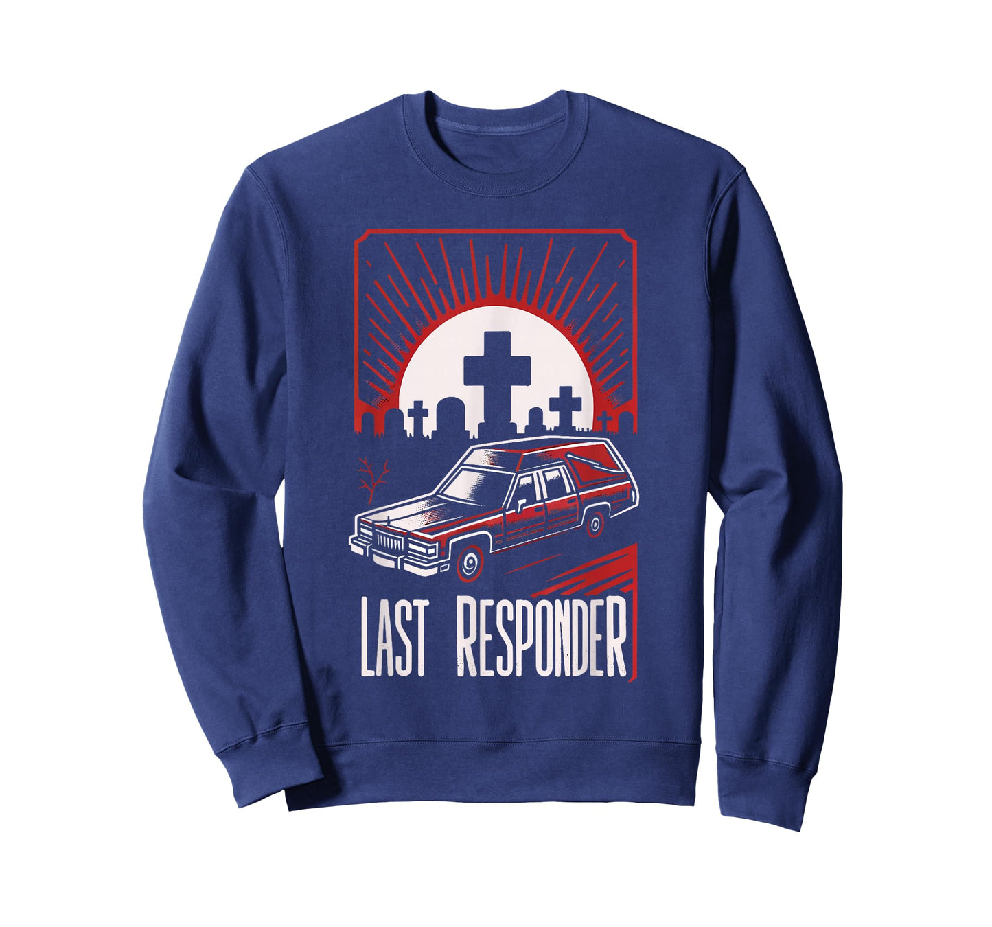 Last Responder Hearse Dark Humor Morbid Death Alt Funny Goth T-Shirt, Small, Black