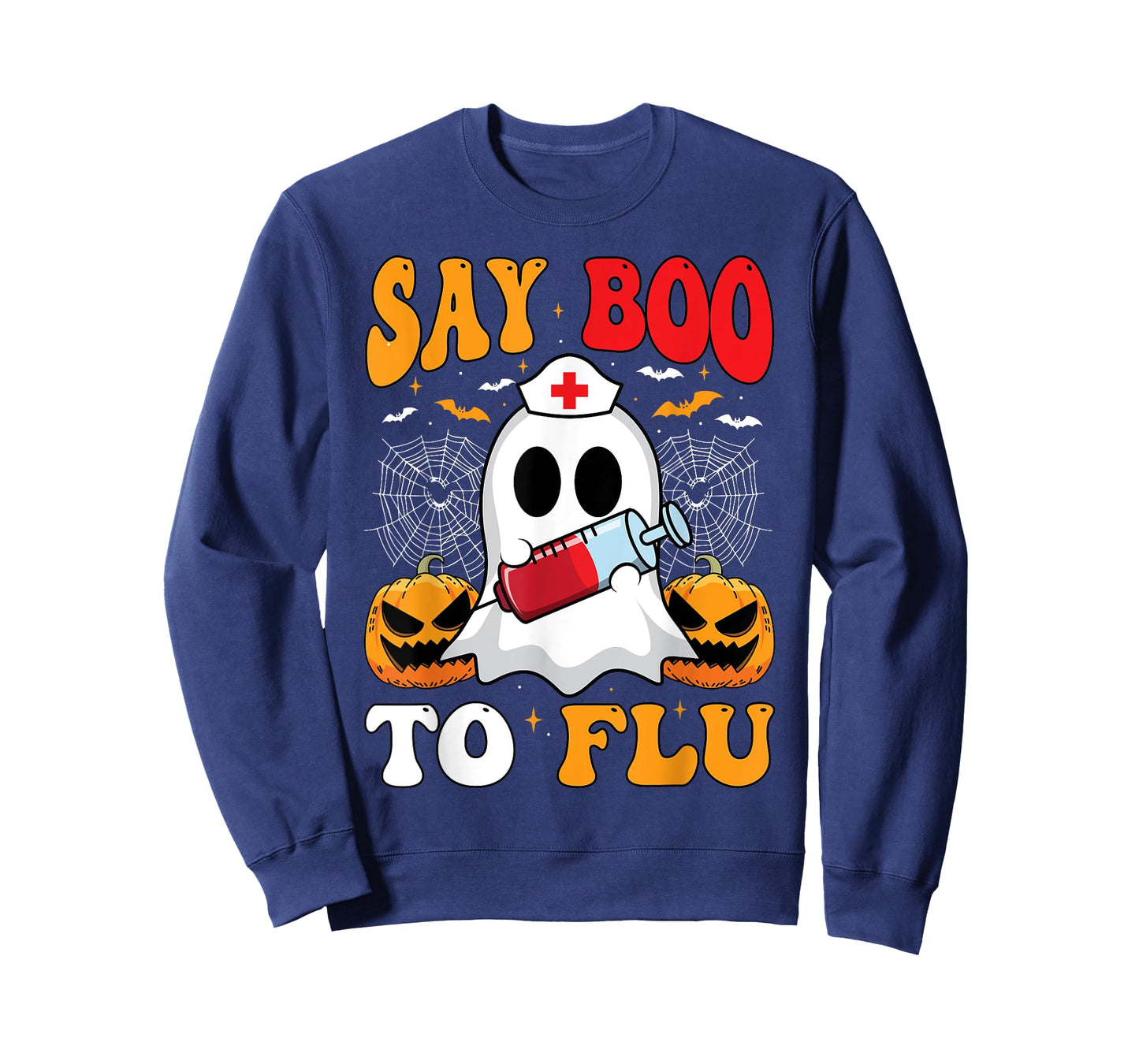 Say Boo To The Flu Halloween Nurses Ghost Boo To Flu Shot T-Shirt