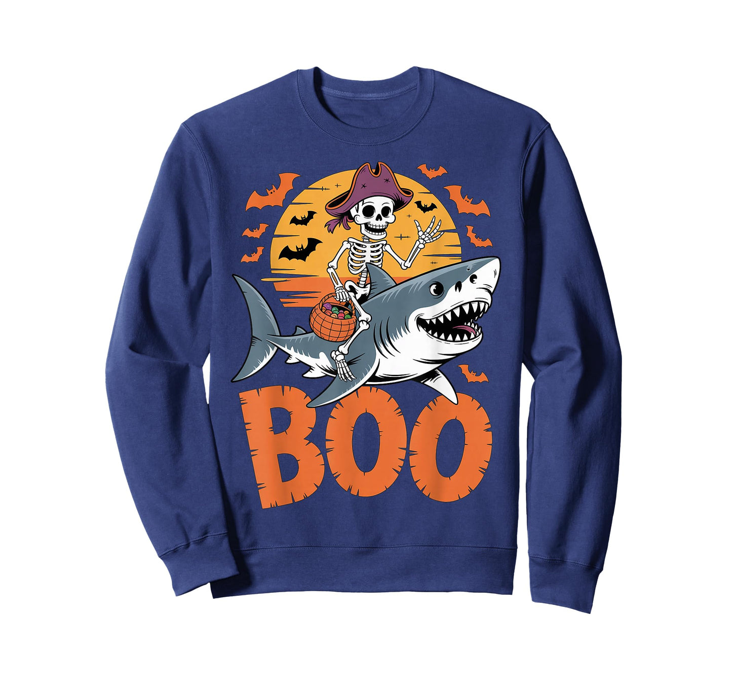 Spooky Shark Costume on Boo Great White Shark Halloween T-Shirt