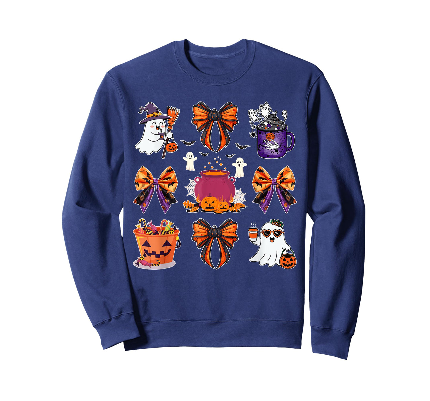 Ghost Boo Candy Buckets Pumpkin Spice Halloween Coquette Bow T-Shirt