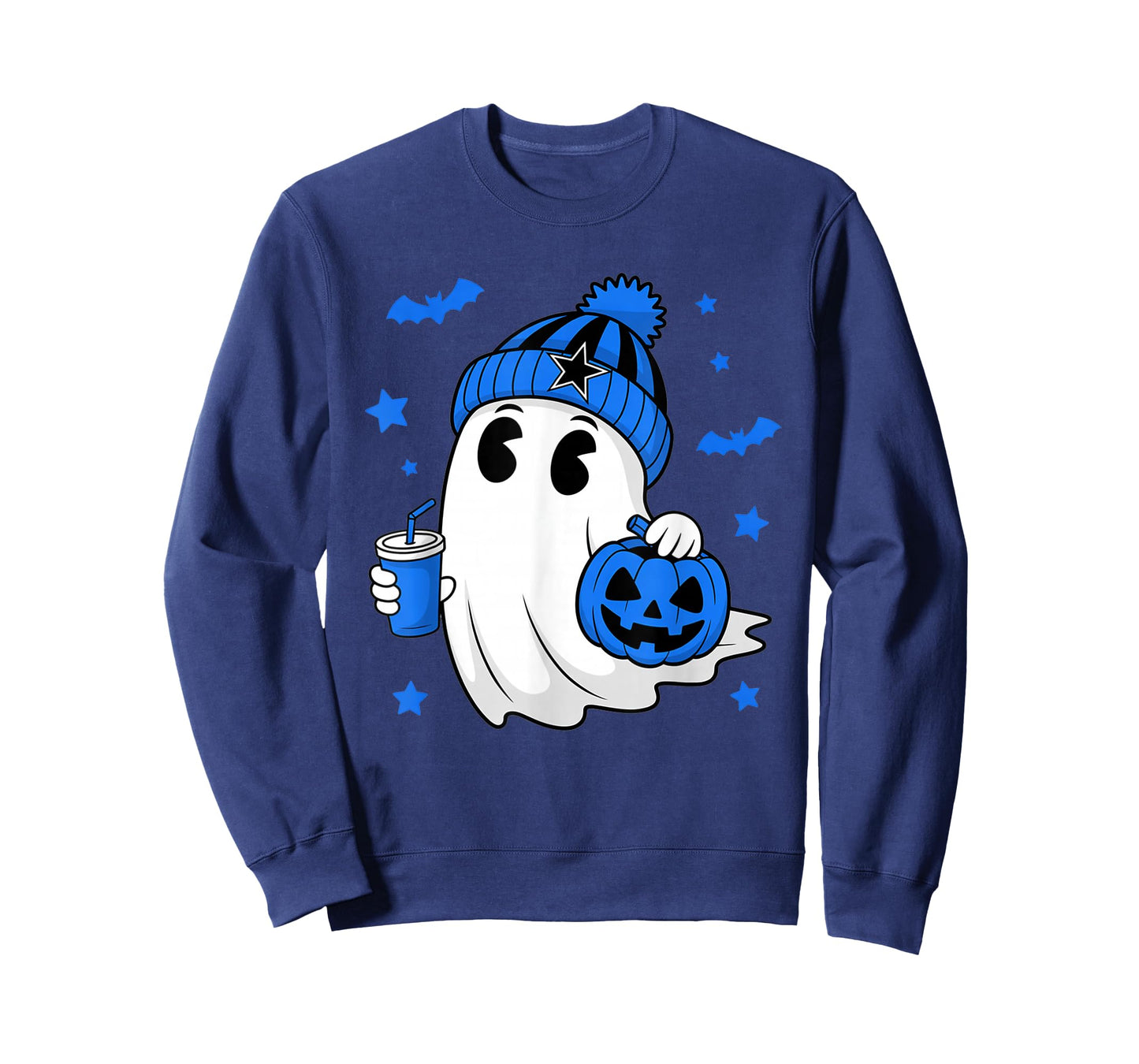 Vintage Dallas Ghost Cute Ghost Halloween Blue Pumpkin T-Shirt