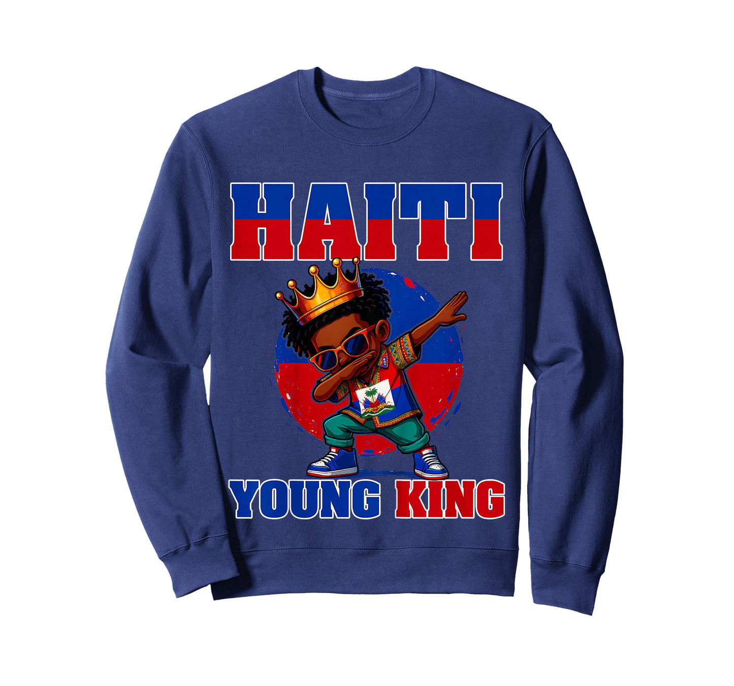 Kids Haiti Young King Haiti Flag Melanin For Black Boys Kids T-Shirt