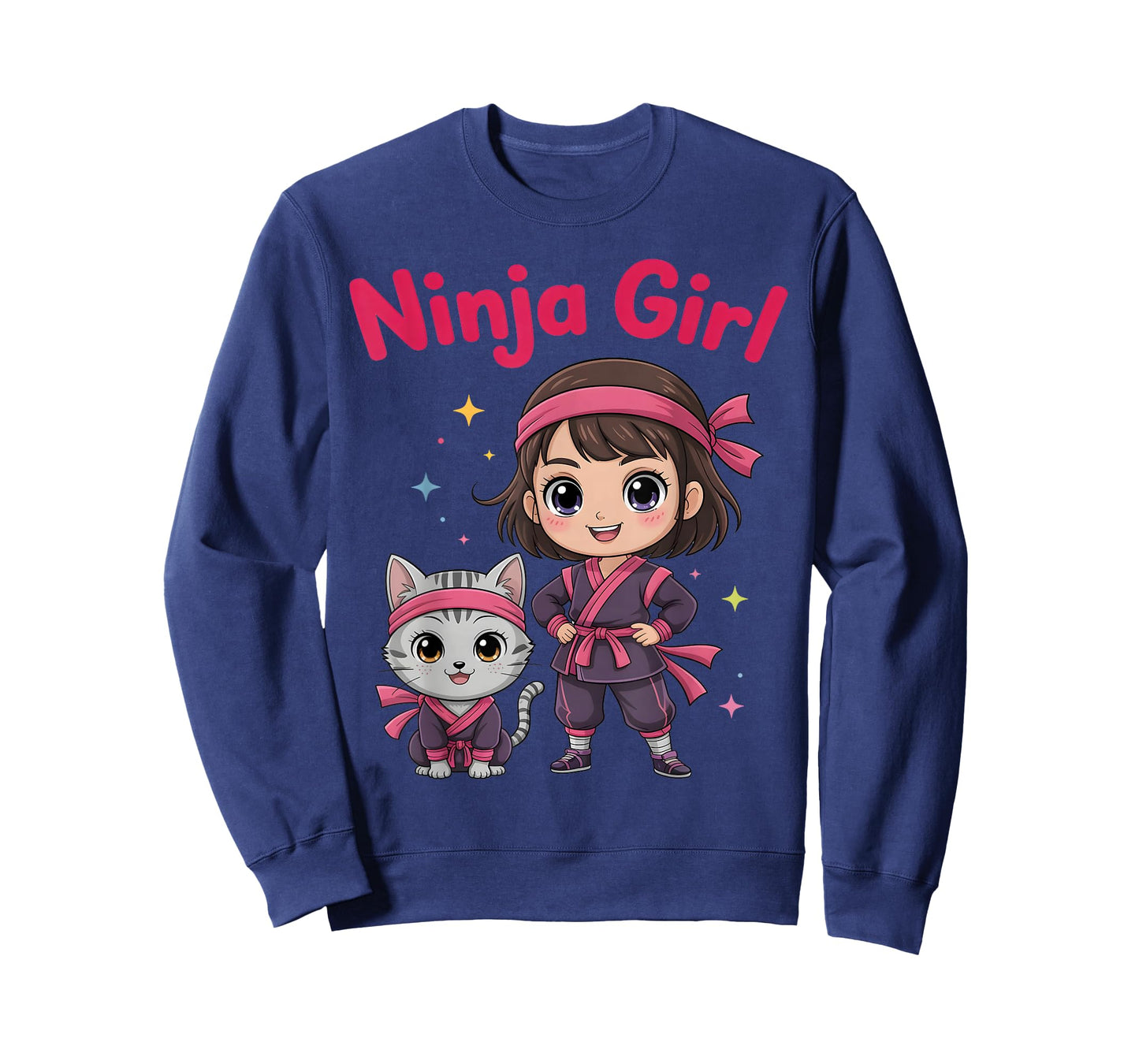 Ninja Girl & Cat Birthday Party Ninjas Warrior Costume Kids T-Shirt