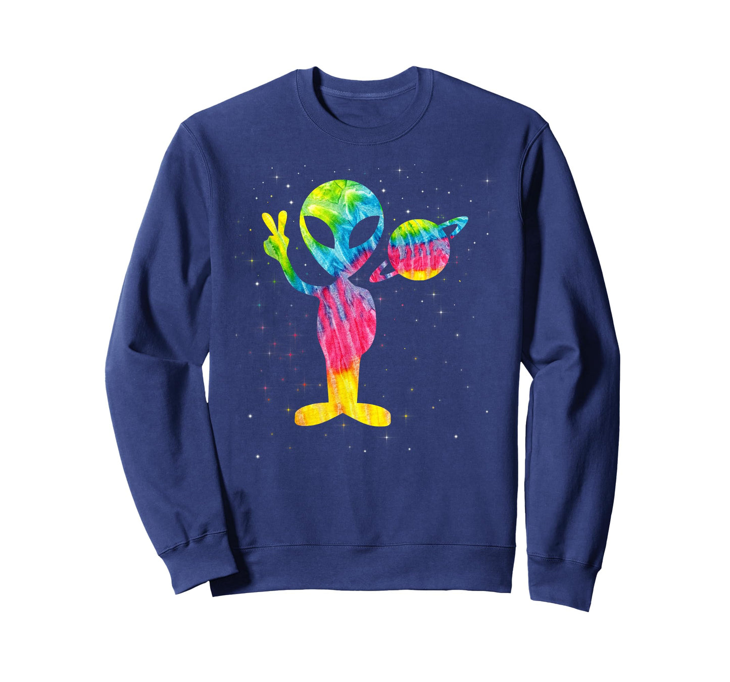 Vintage 1970s Tie Dye Groovy Alien Peace Retro T-Shirt