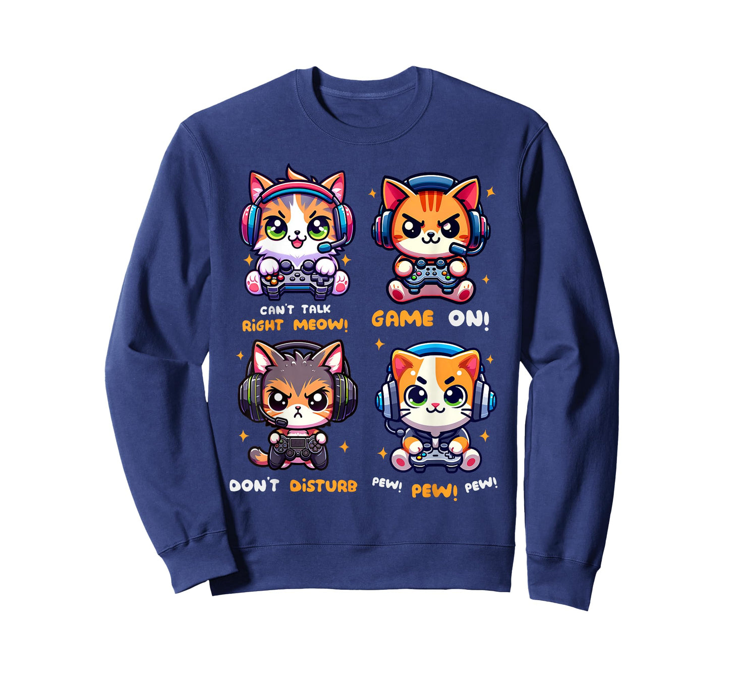 Gamer Cat Funny Gaming Video Games Pew Boys Girls Kids Teens T-Shirt