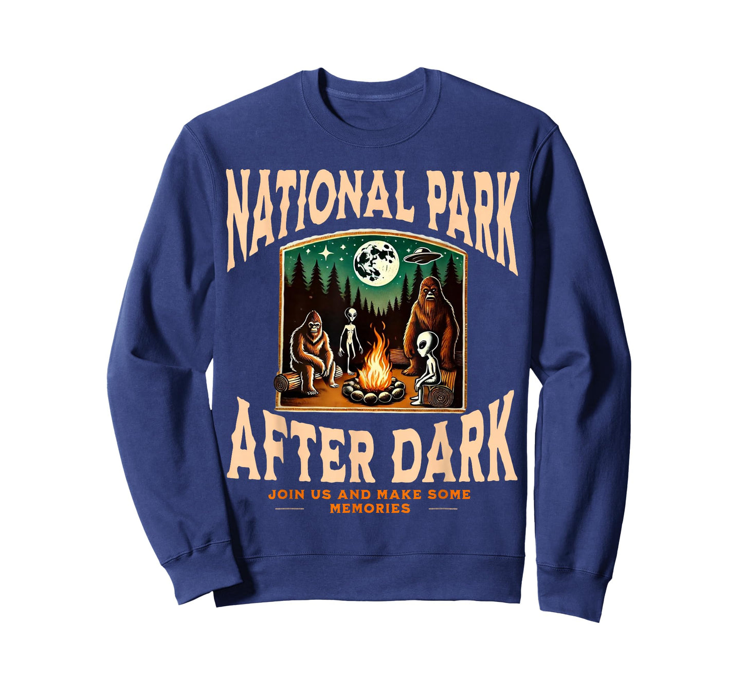 Funny National Park After Dark Alien Bigfoot Campfire T-Shirt