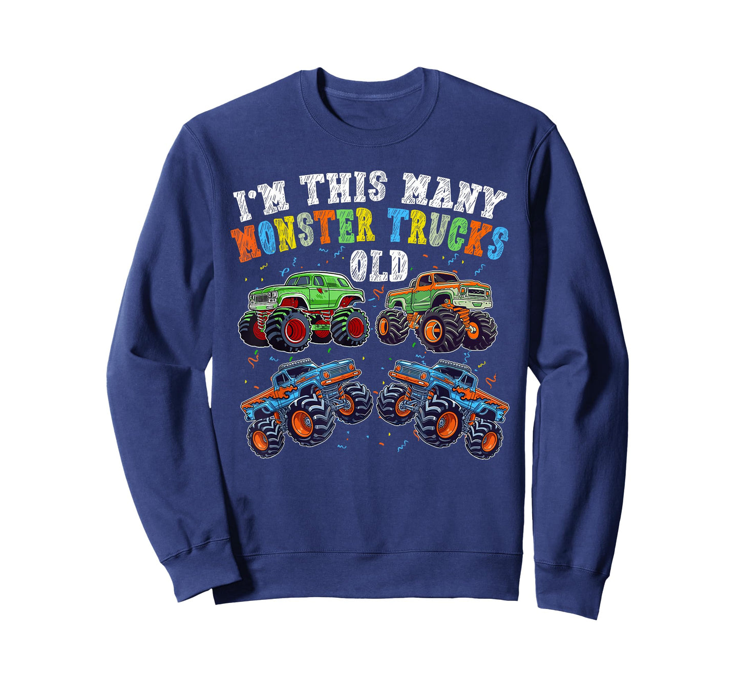 4th Birthday 4 Years Old - I'm This Many Monster Trucks Old T-Shirt