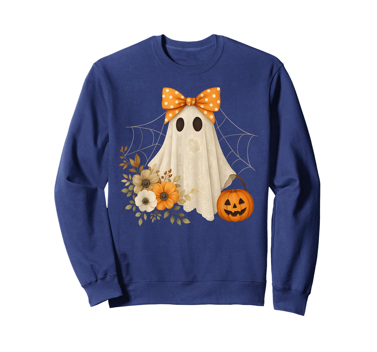 Coquette Ghost Halloween Flower Ghost Spooky Lace Ghost T-Shirt