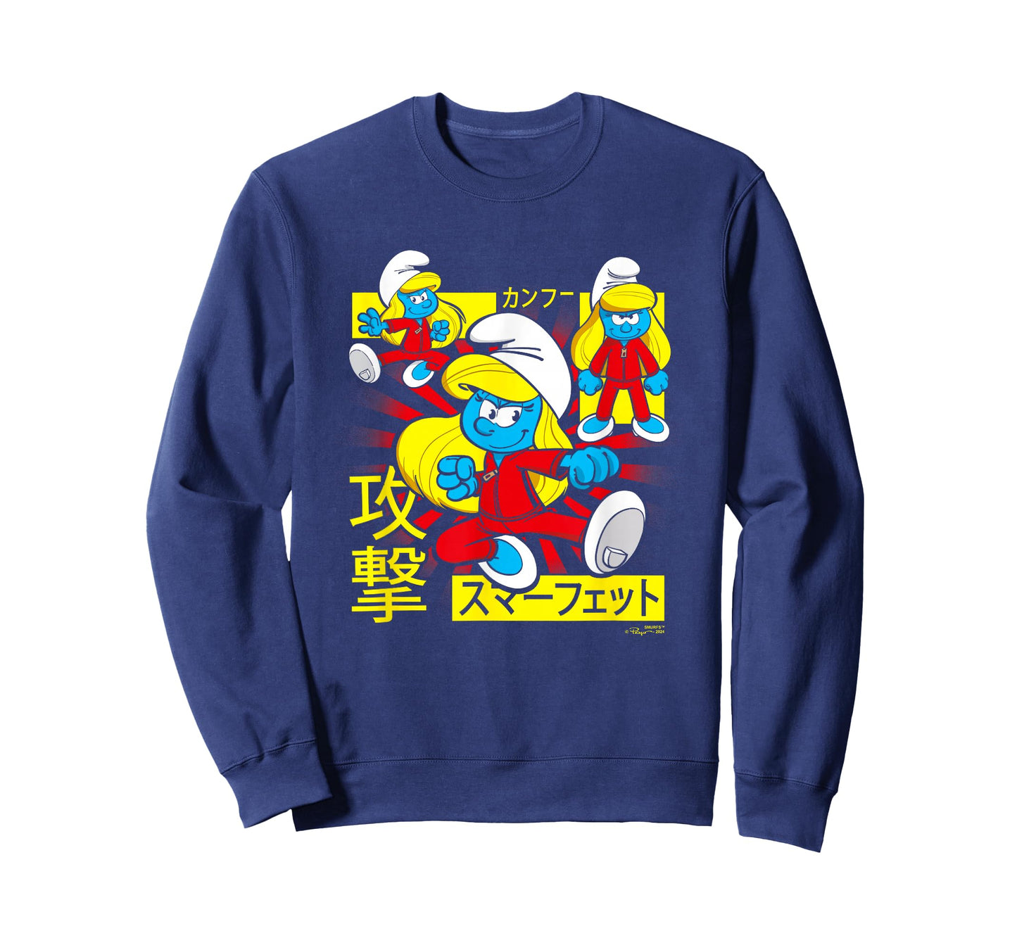 The Smurfs Epic Kung Fu Smurfette Collage Kanji Retro Logo T-Shirt