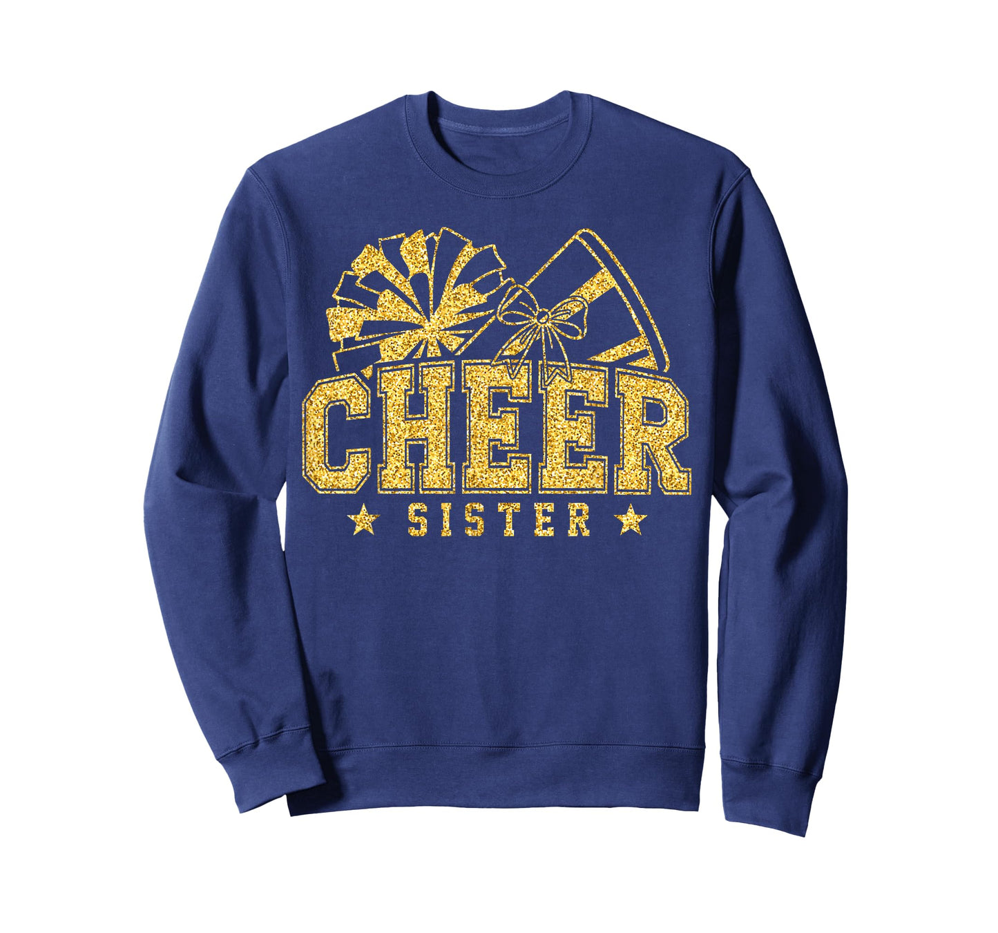 Cheer Sister Black Gold Pom Cheerleader Cheerleading T-Shirt