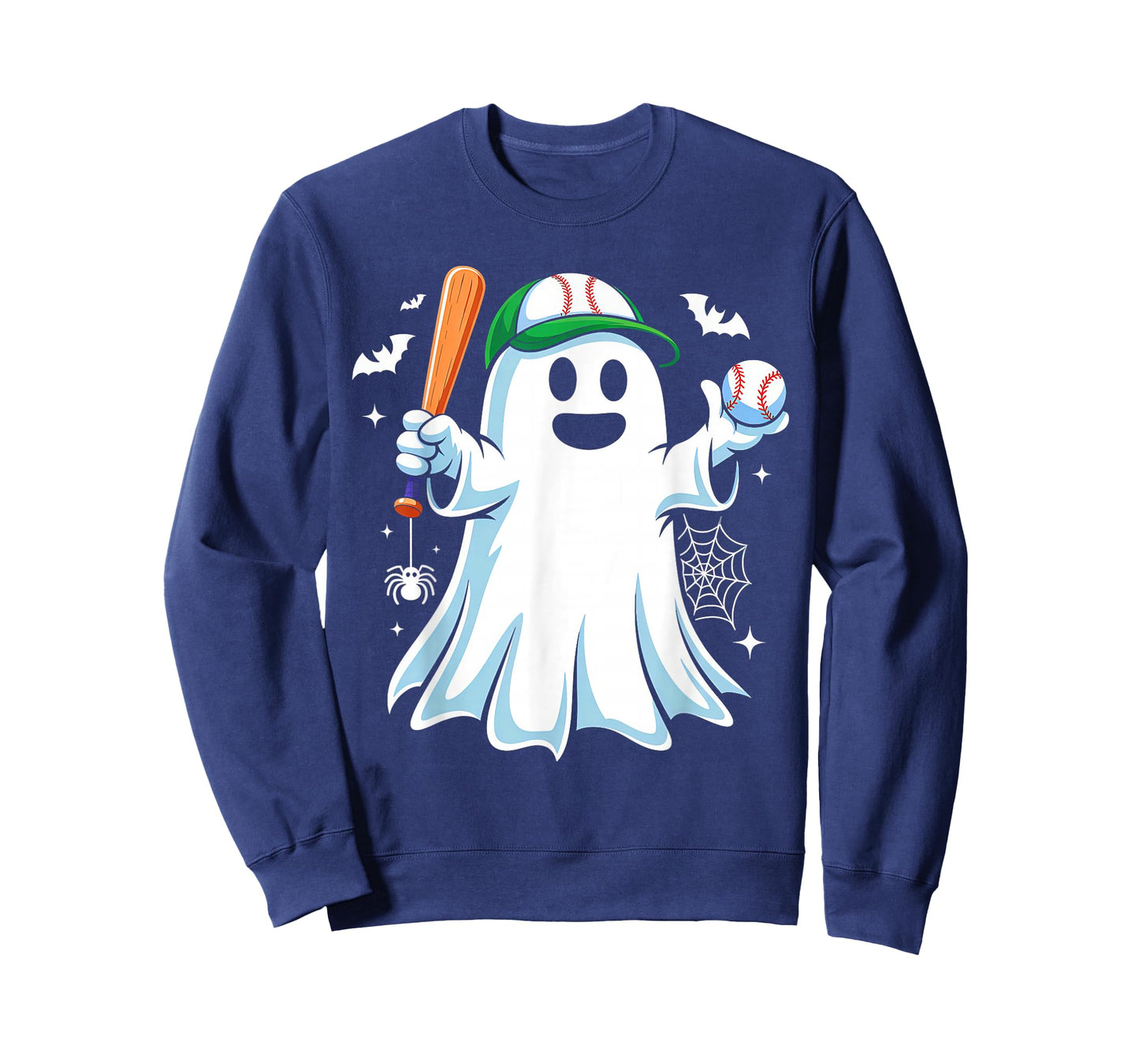 Boo Ghost Playing Baseball Funny Halloween Baseball Costume T-Shirt