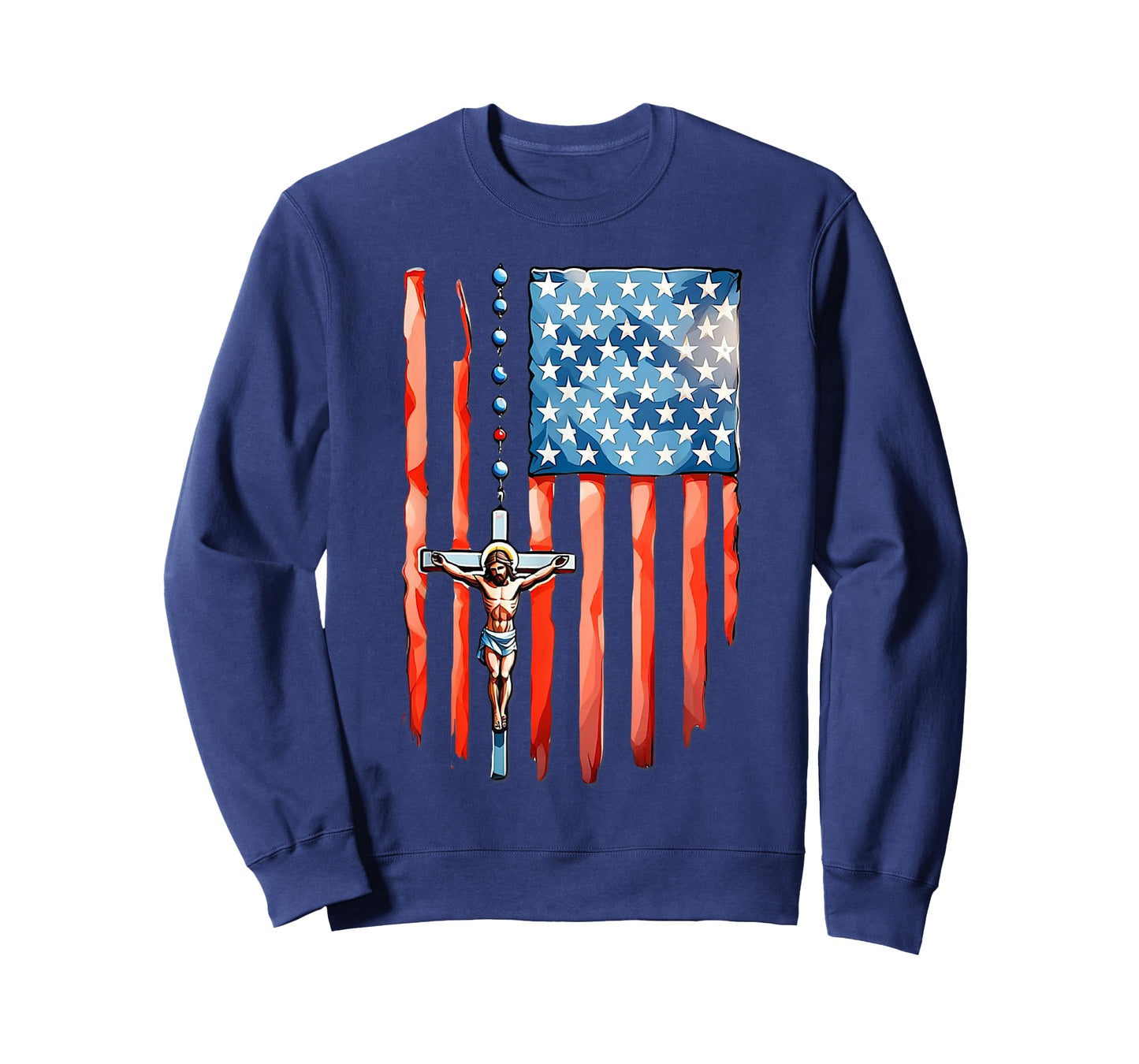 American Flag Rosary Catholic T-Shirt