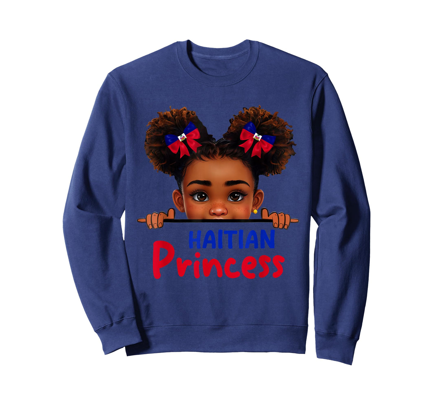 Cute Melanin Haitian Princess Haiti Flag for Girls Kids T-Shirt