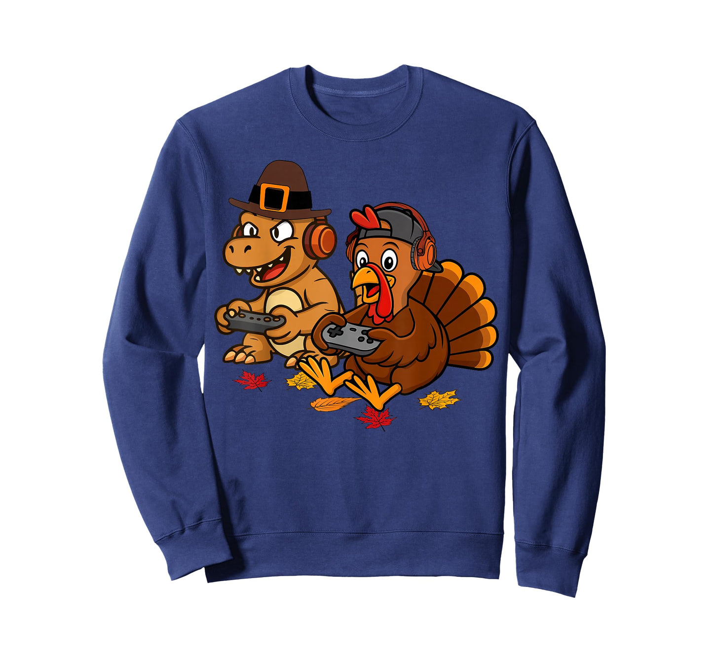 Thanksgiving Gaming Fall Turkey Dinosaur Gamer Boys Men T-Shirt