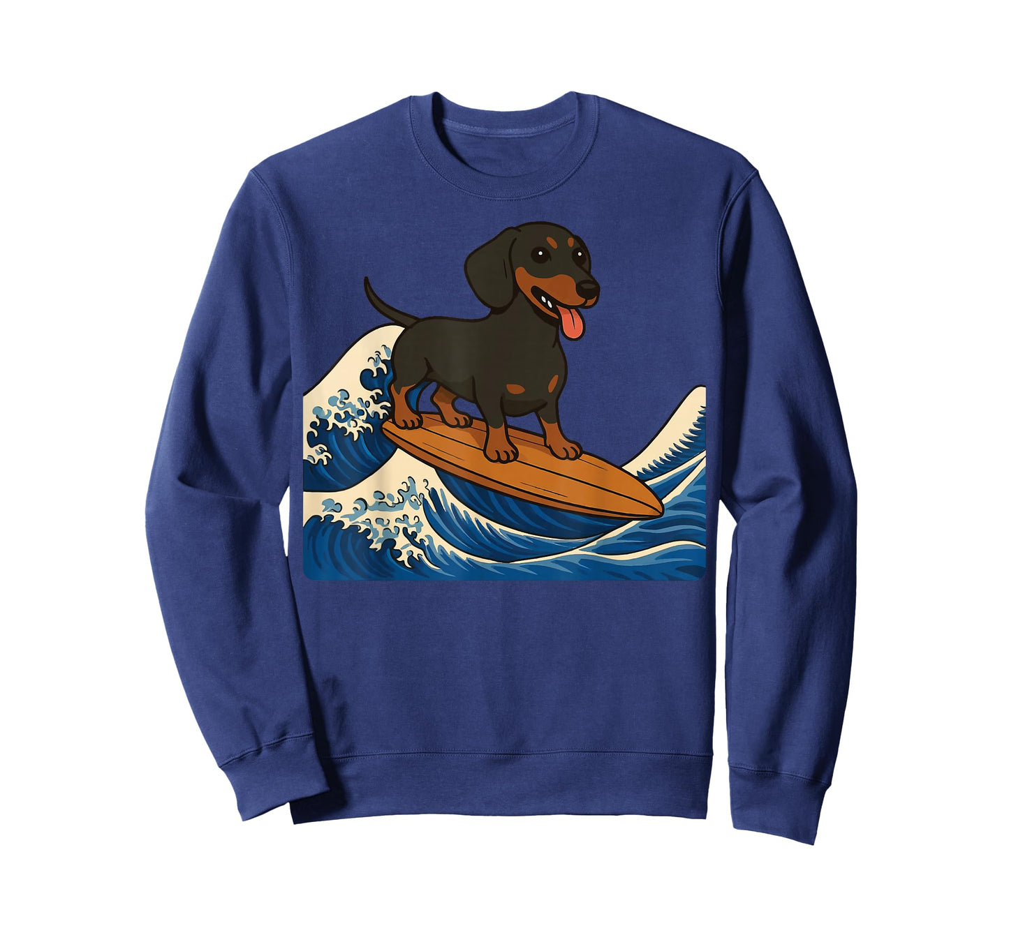 Dachshund Surfing Japanese Wave Weiner Dog T-Shirt