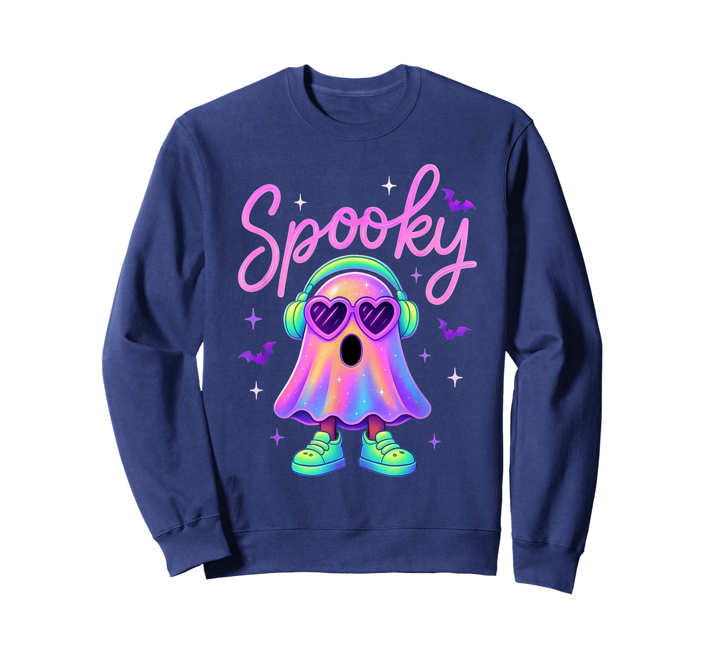 Cute Neon-Style Ghost Halloween Funny Spooky Season T-Shirt