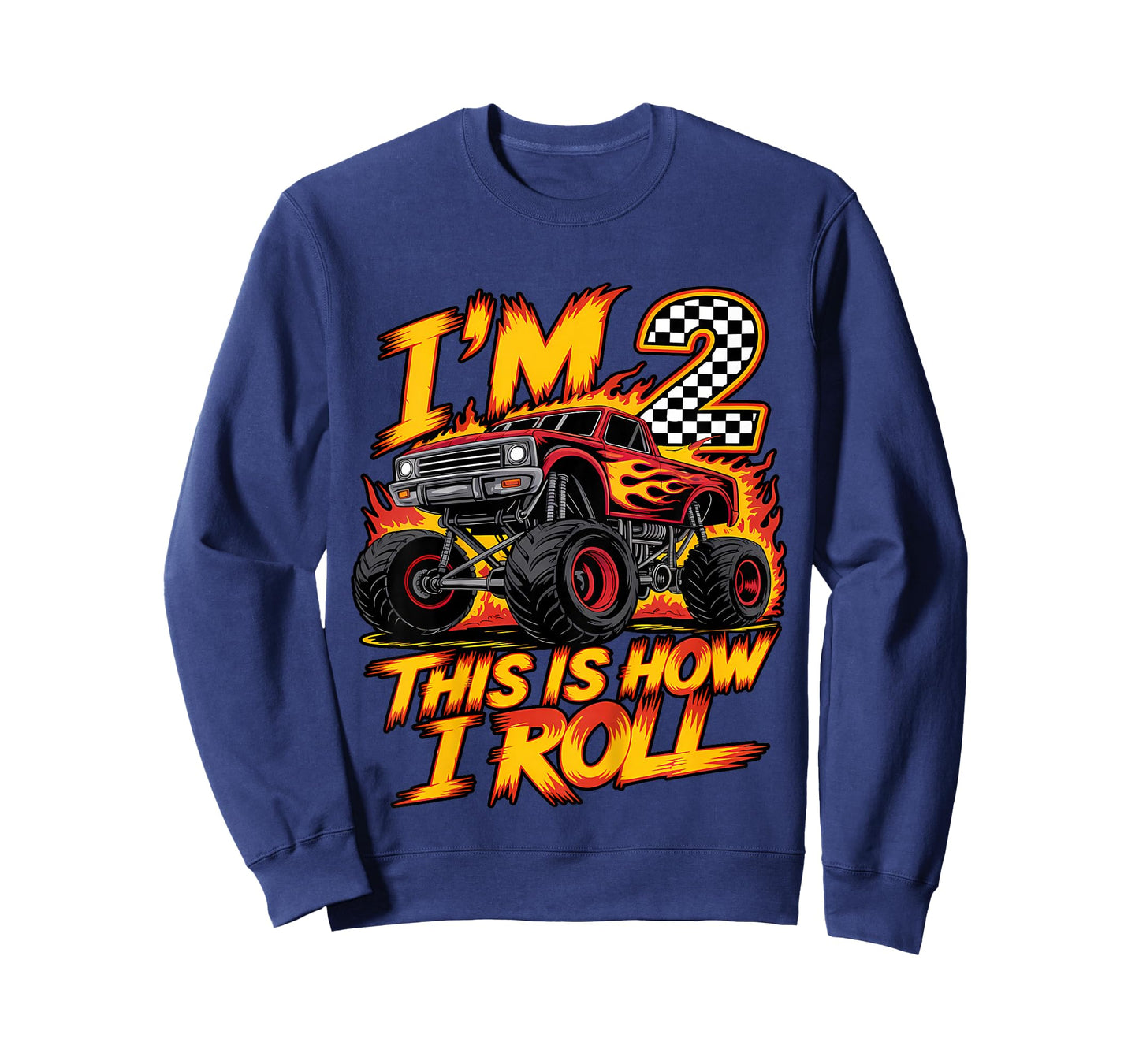 Monster Truck 2nd Birthday 2 Year Old Boy Born 2023 Kids T-Shirt