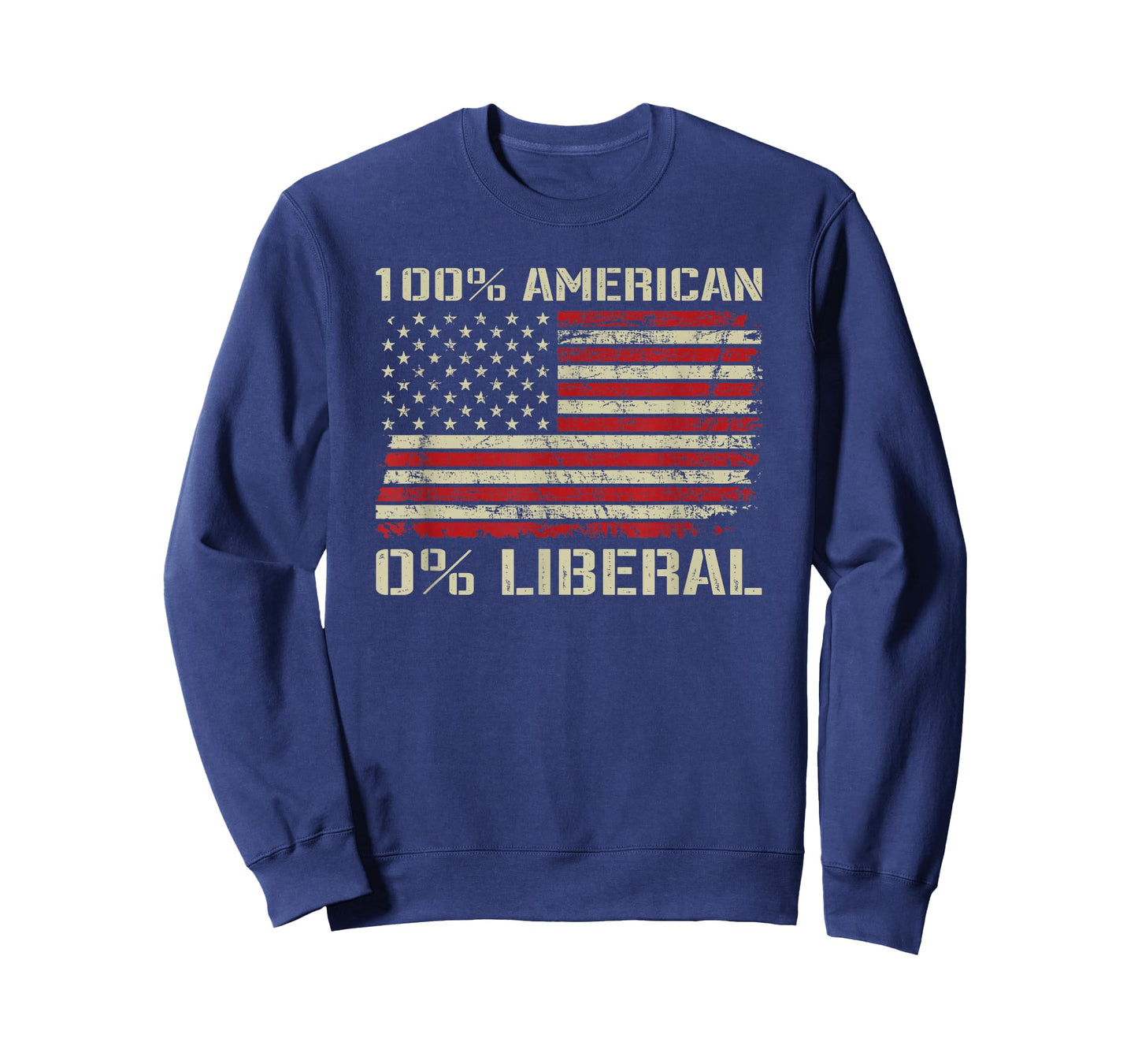 100% American 0% Liberal - Funny Republican USA Flag T-Shirt