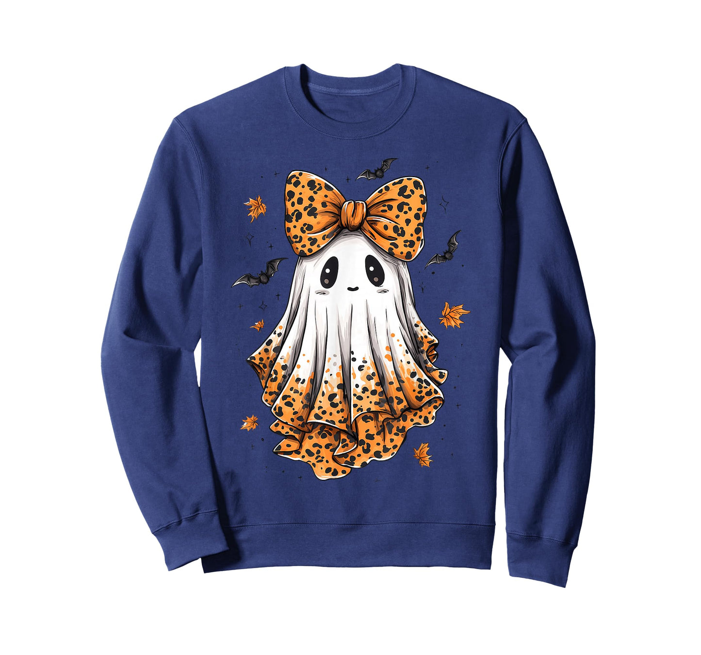 Halloween Leopard Ghost Boo Spooky Coquette Bow T-Shirt
