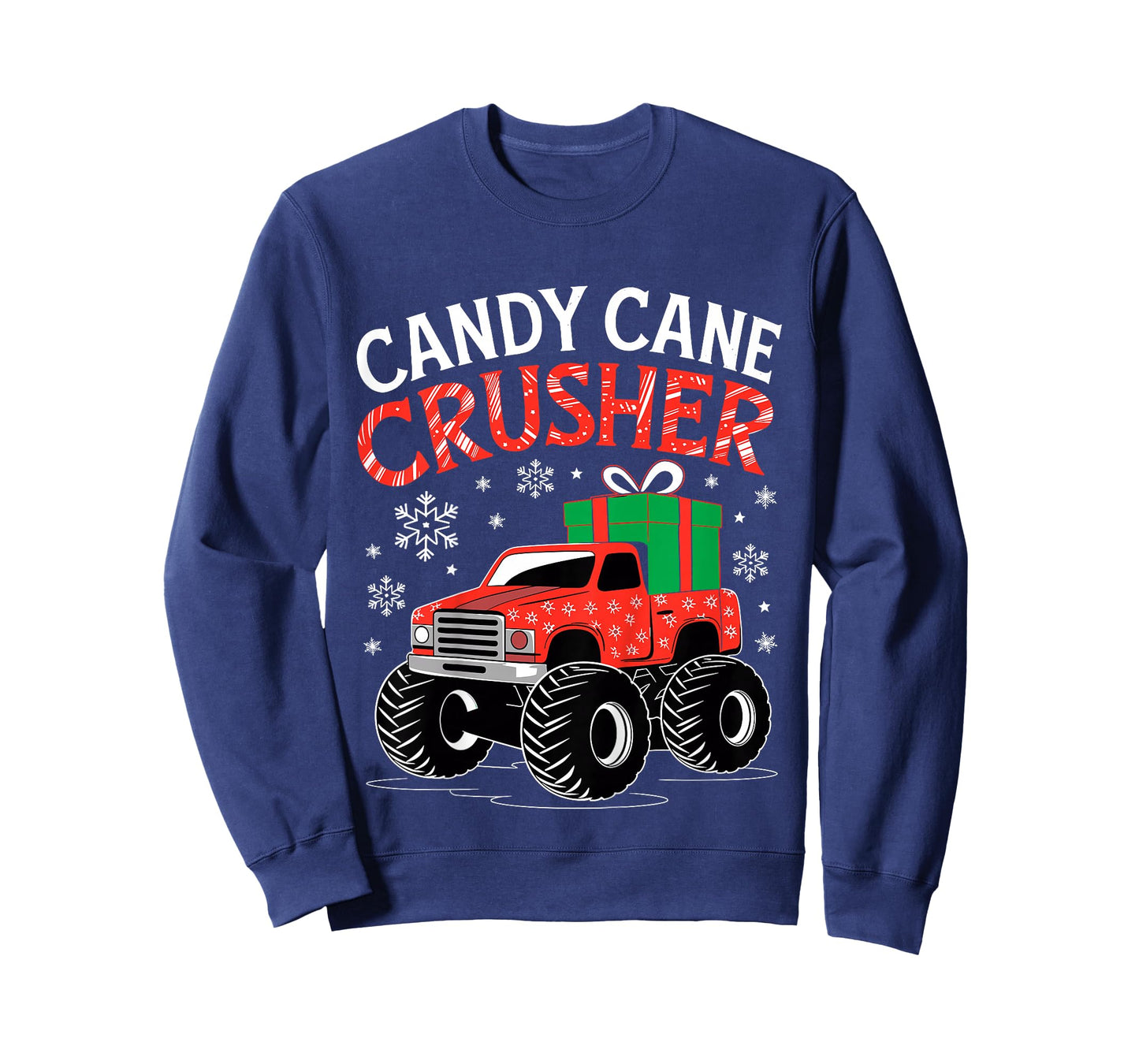 Kids Candy Cane Crusher Christmas Monster Truck Xmas Toddler Boys T-Shirt