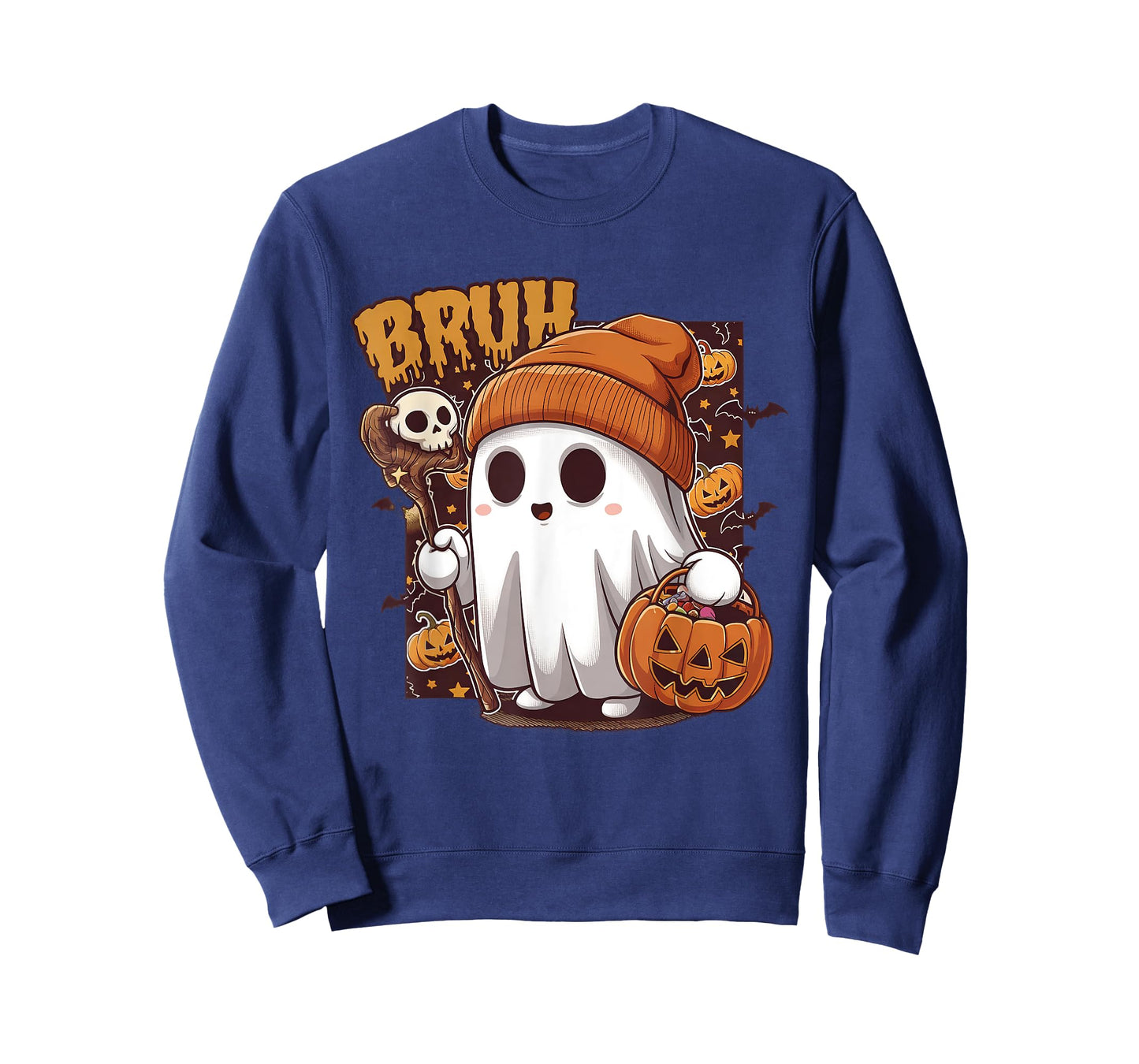 Bruh Ghost Happy Halloween Trick Or Treat Pumpkin Candy Kids T-Shirt