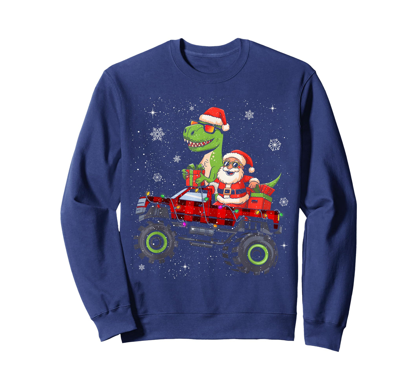 Christmas Family Santa Truck Dinosaur Men Boys Kids Toddler T-Shirt