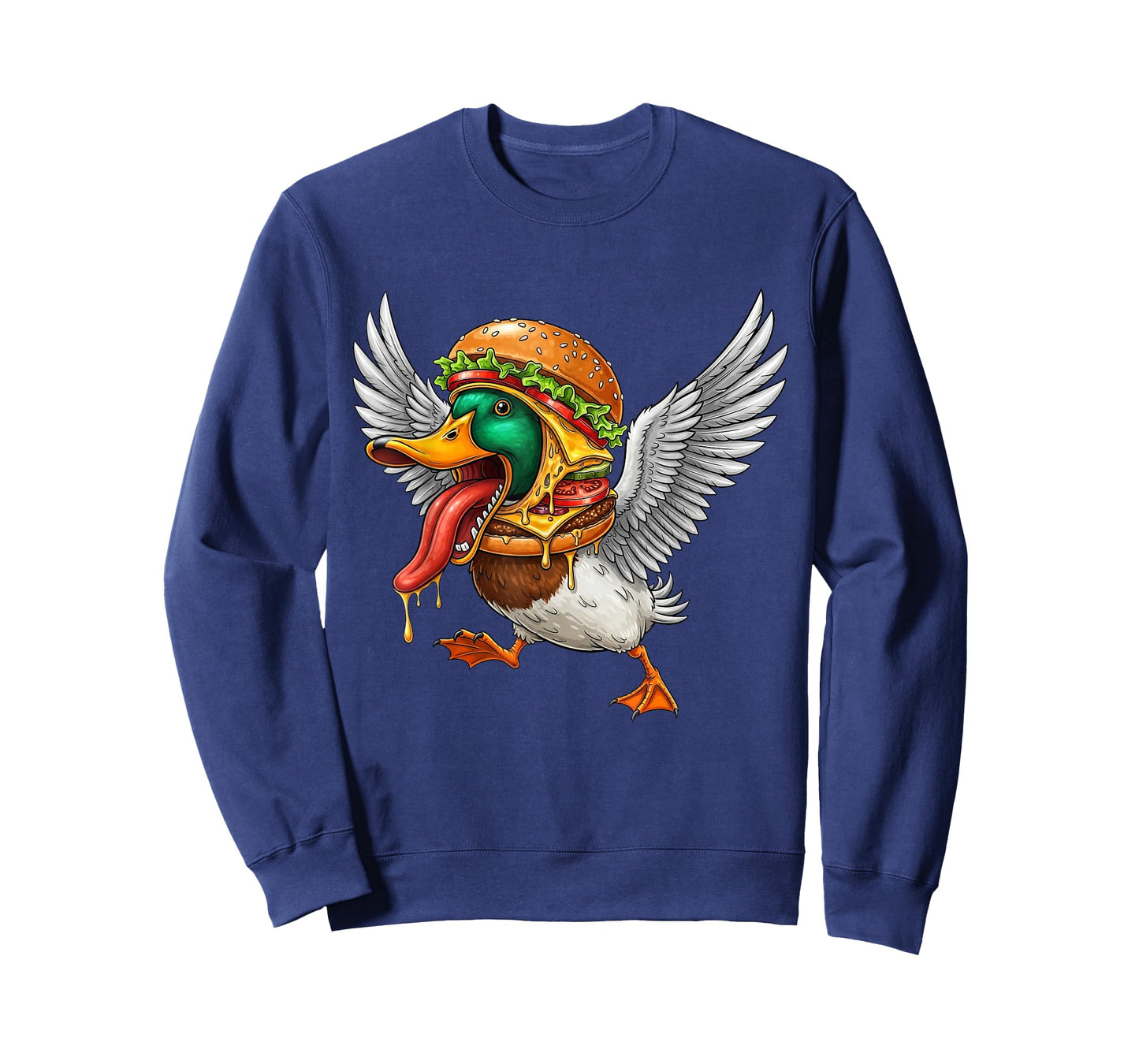 Funny Halloween Screaming Duck Cheeseburger Monster T-Shirt