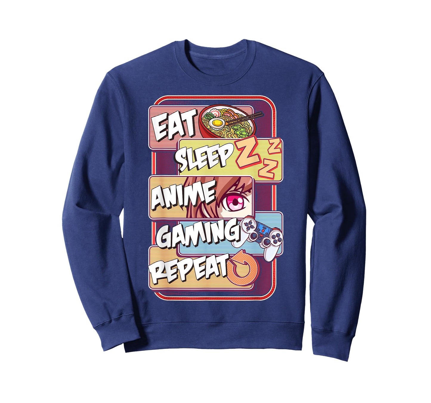 Kawaii Eat Sleep Anime Gaming Repeat T-Shirt