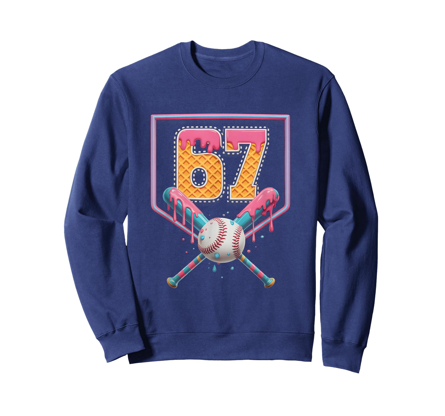 Baseball Drip Number 67 Fun Six Seven 6 7 Meme Design T-Shirt