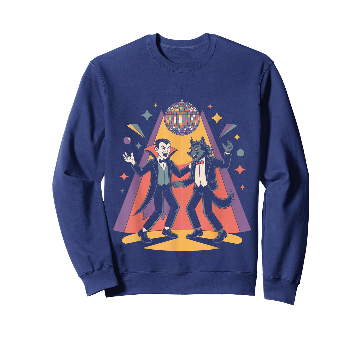 Vampire and Werewolf Dancing Monster Disco Party Halloween T-Shirt