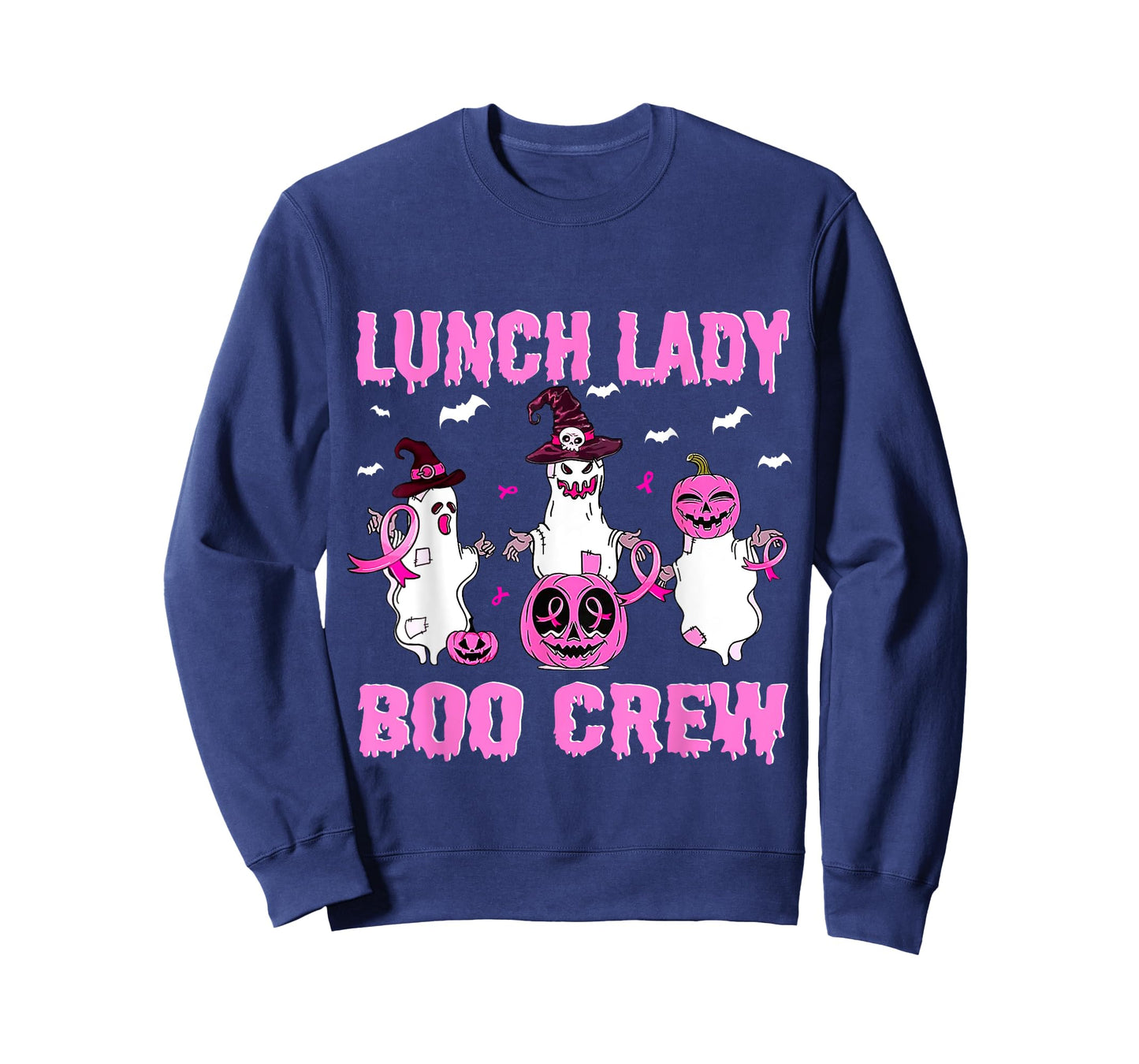 Lunch Lady Boo Crew Pumpkin Pink Breast Cancer Halloween T-Shirt