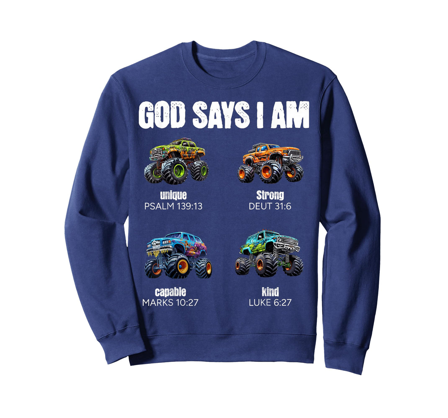 God Says I Am Christian Toddler Kids Monster Truck T-Shirt