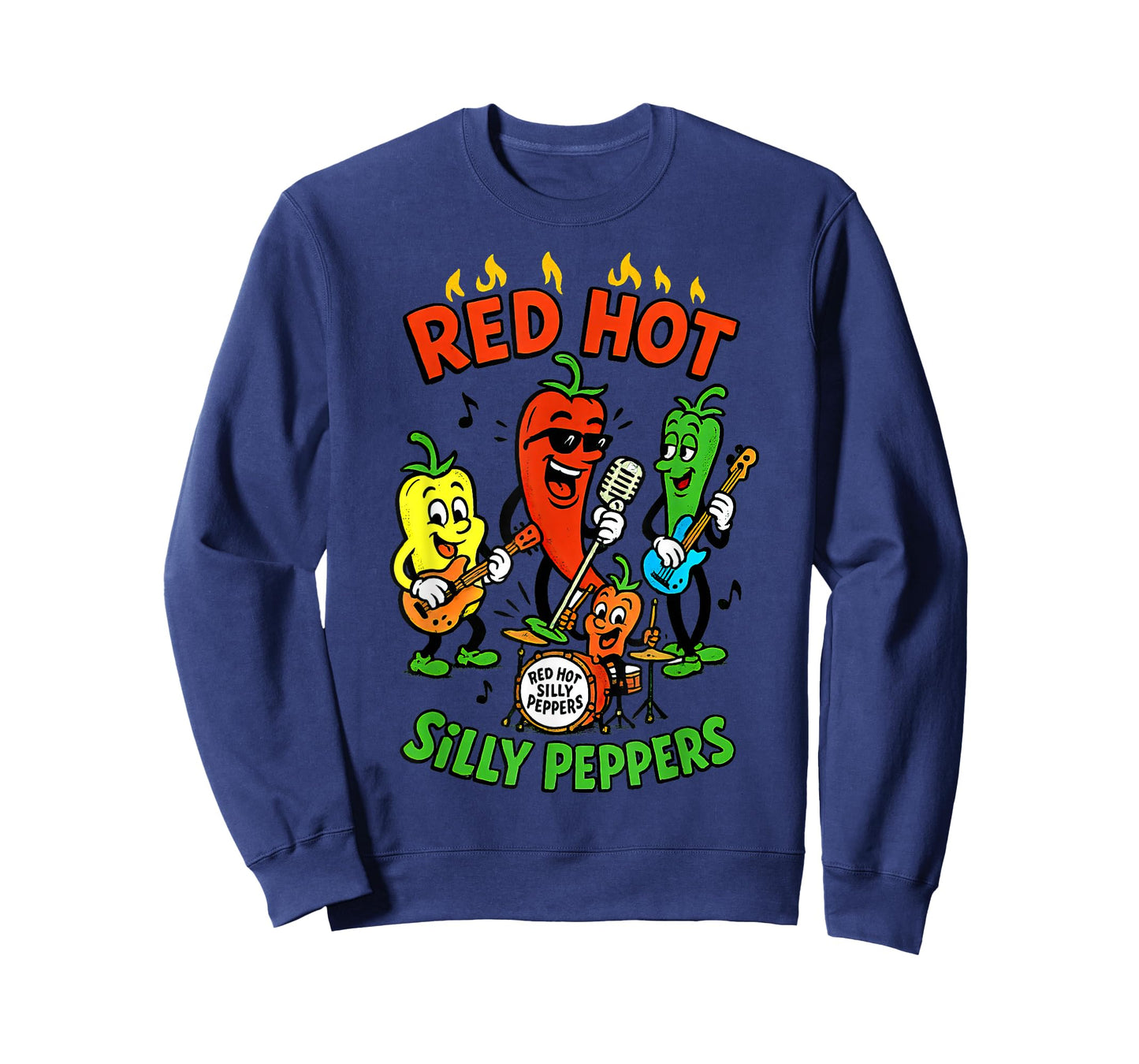 Red Hot Silly Peppers Vintage Cartoon | Funny Veggie Band T-Shirt