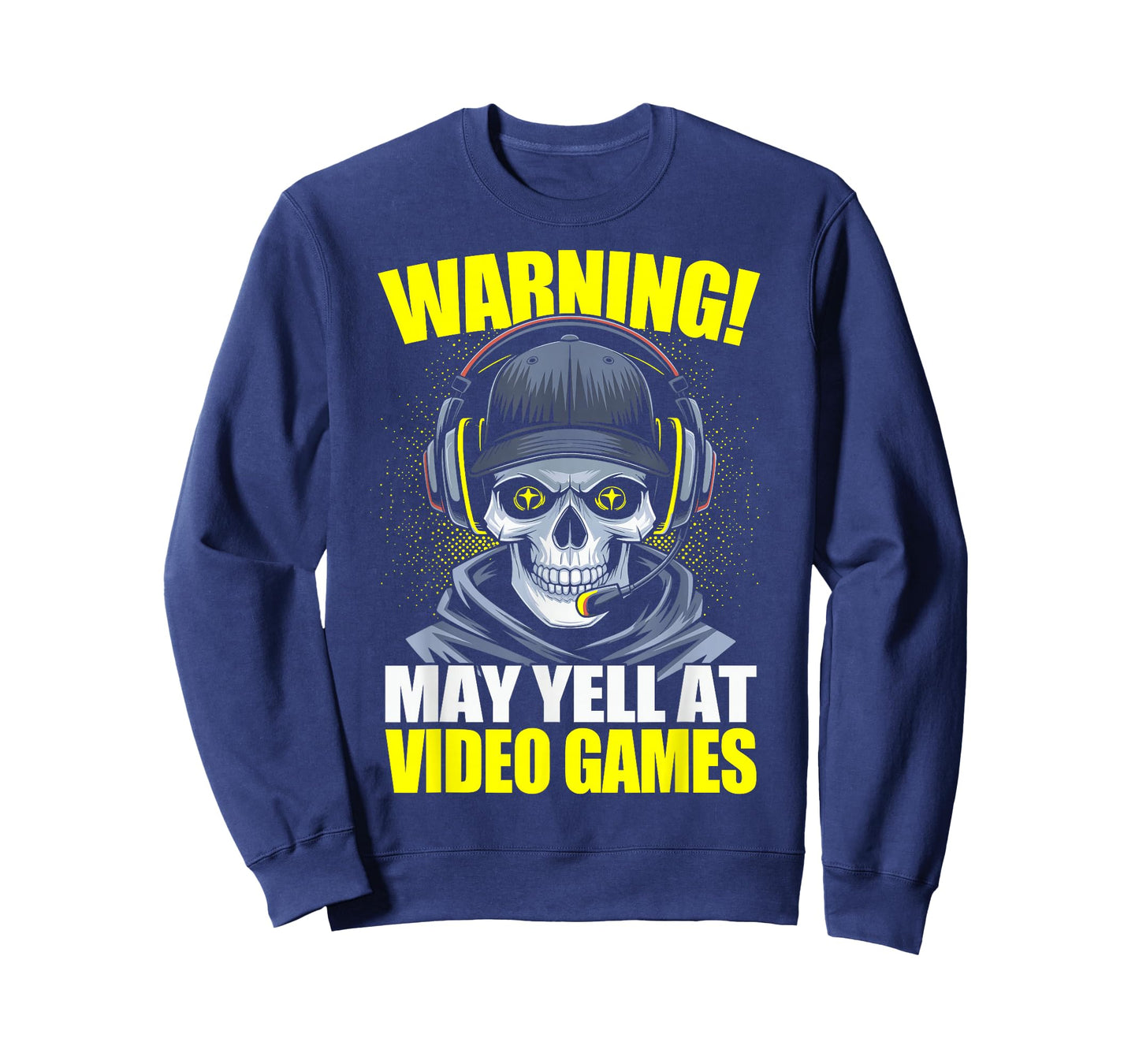 Funny Gaming Warning May Yell At Video Games Gamer Skeleton Gaming Video Games T-Shirt