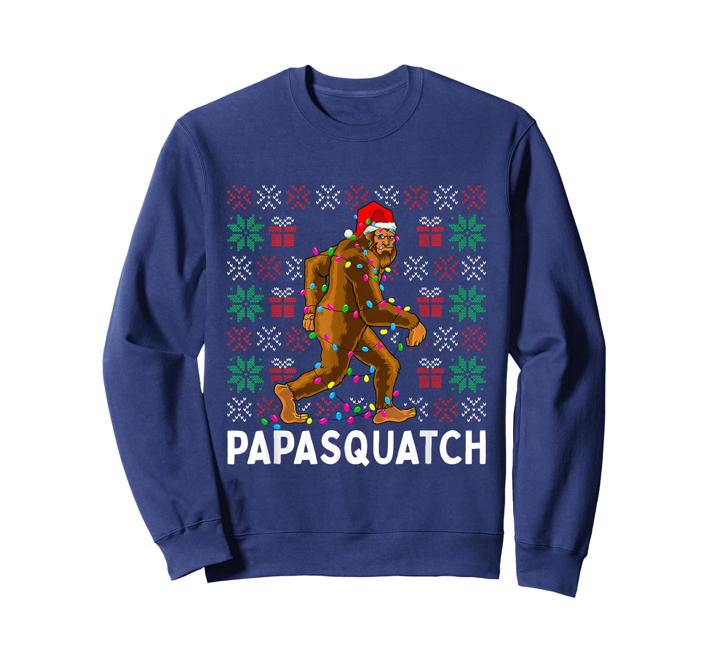 PapaSquatch Bigfoot Santa Ugly Christmas Pajamas Dad Papa T-Shirt