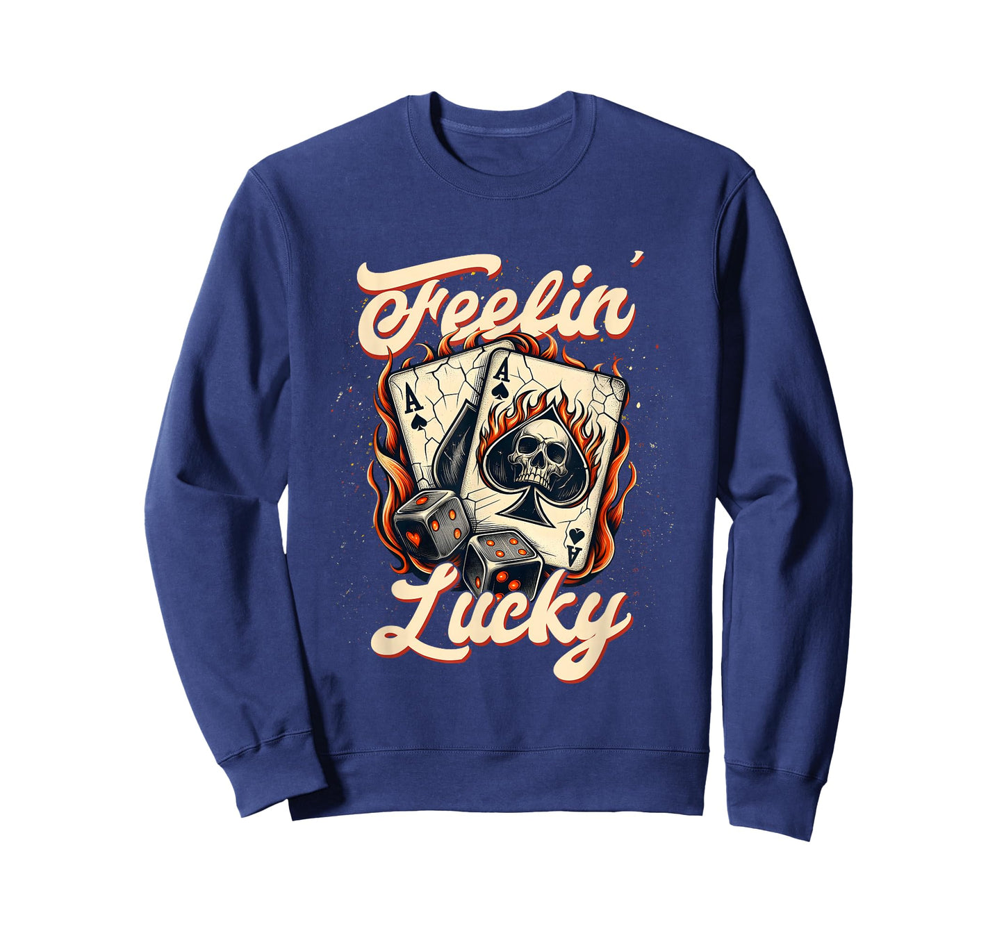 Feelin Lucky Gambling Casino Cards and Dice, Cards Skul T-Shirt