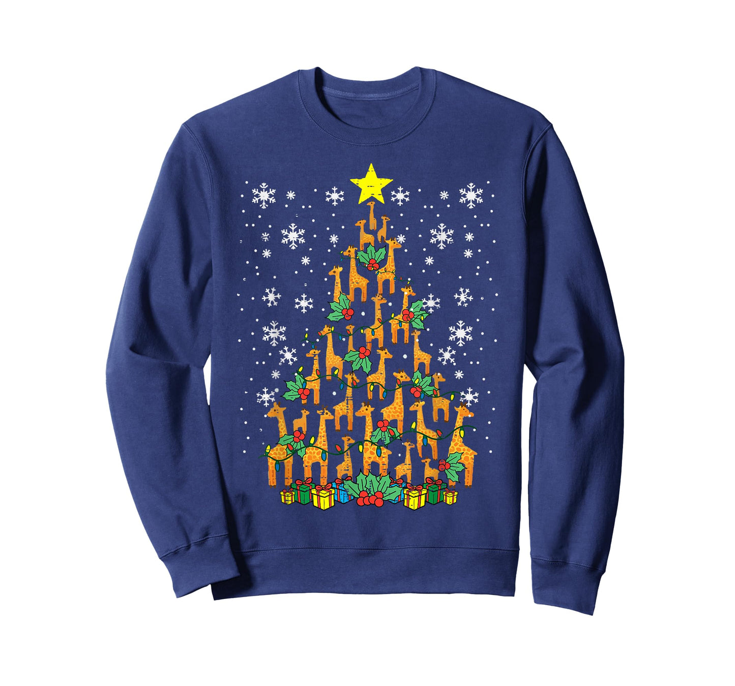 Giraffe Christmas Tree Xmas Zoo Animal Boys Kids Men Women T-Shirt