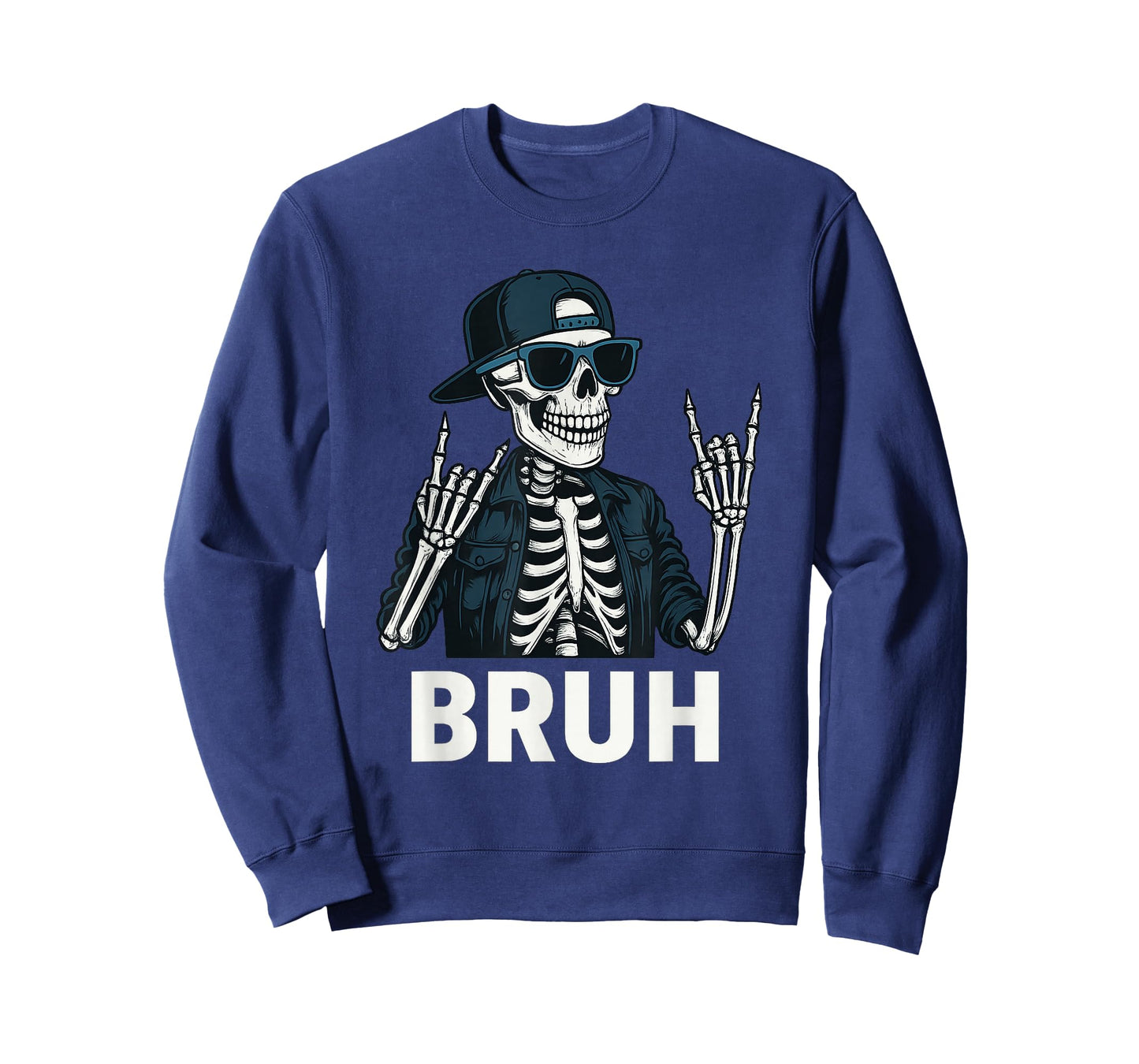 Cool Bruh Skeleton Rock On Halloween Men Teens Boys Kids T-Shirt
