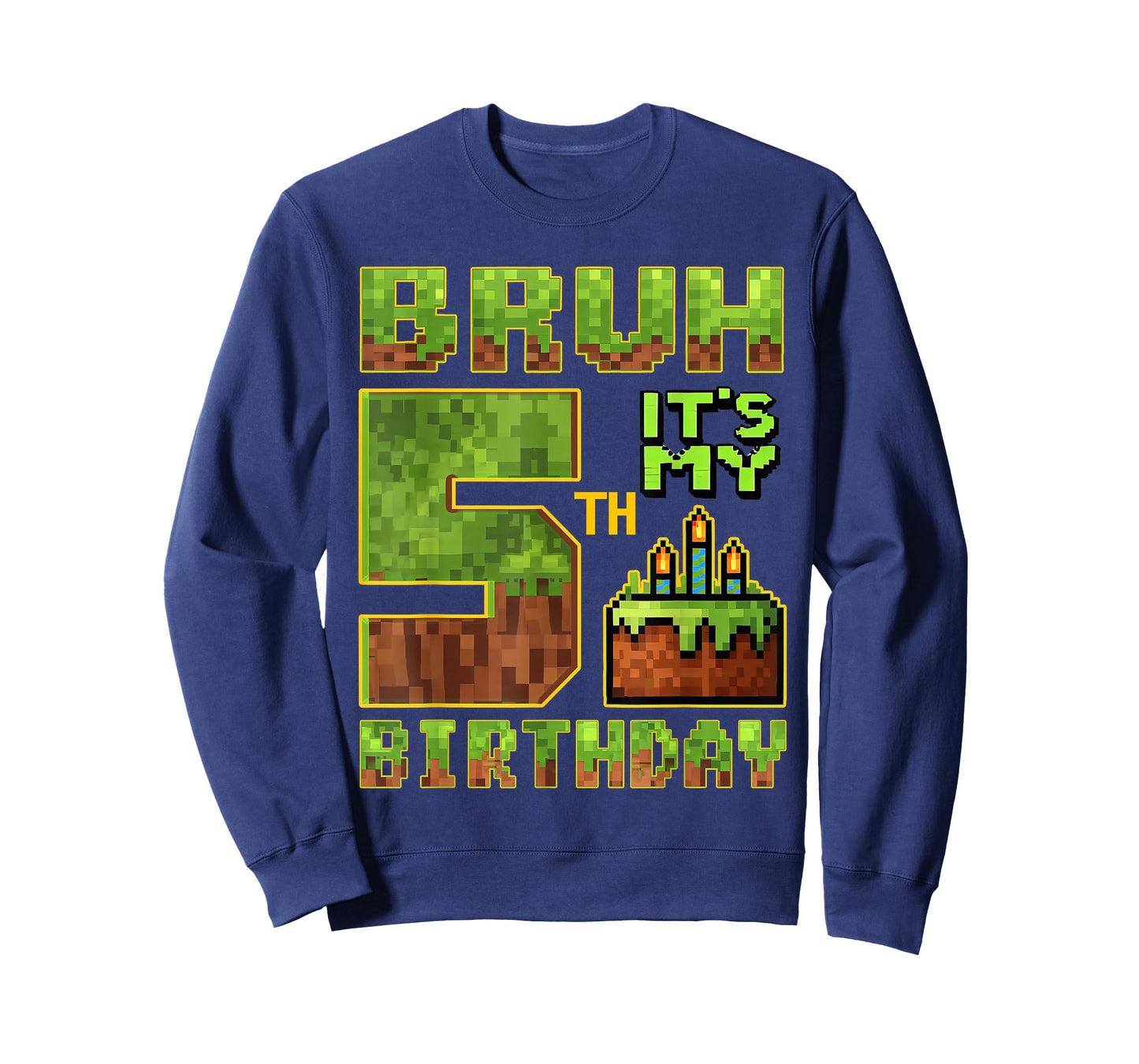 Birthday Boy 5 Year Old Bruh It's My 5th Bday Gamer Pixel T-Shirt