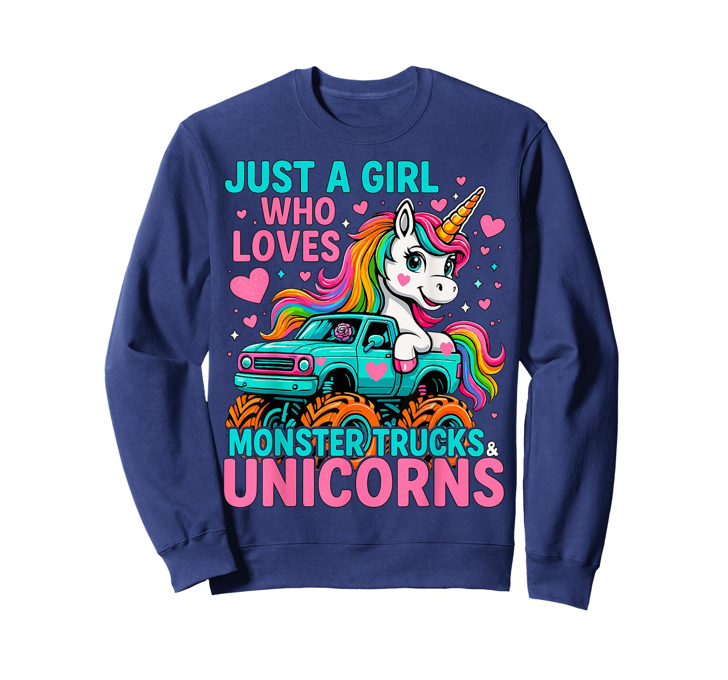 Just a Girl Who Loves Monster Trucks and Unicorns T-Shirt