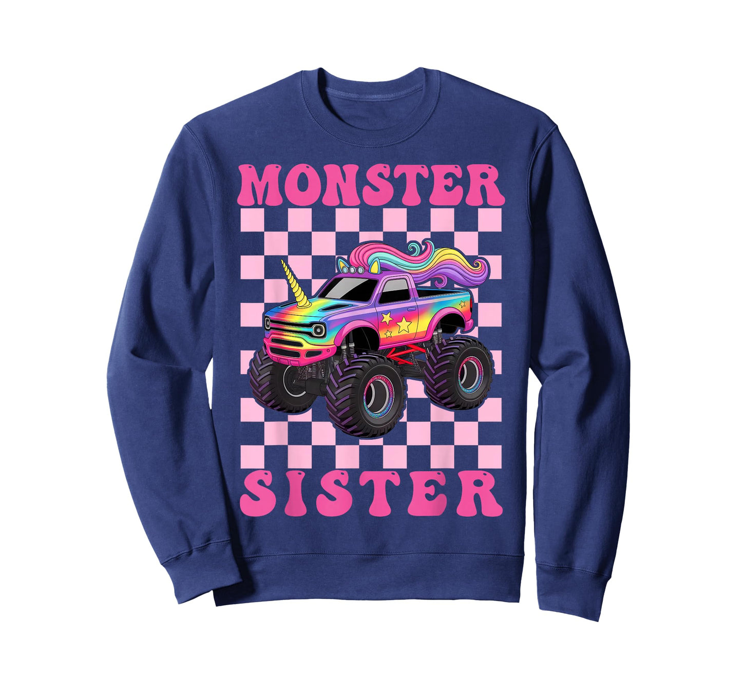 Monster Truck Sister Pink Monster Trucks Lover Groovy T-Shirt